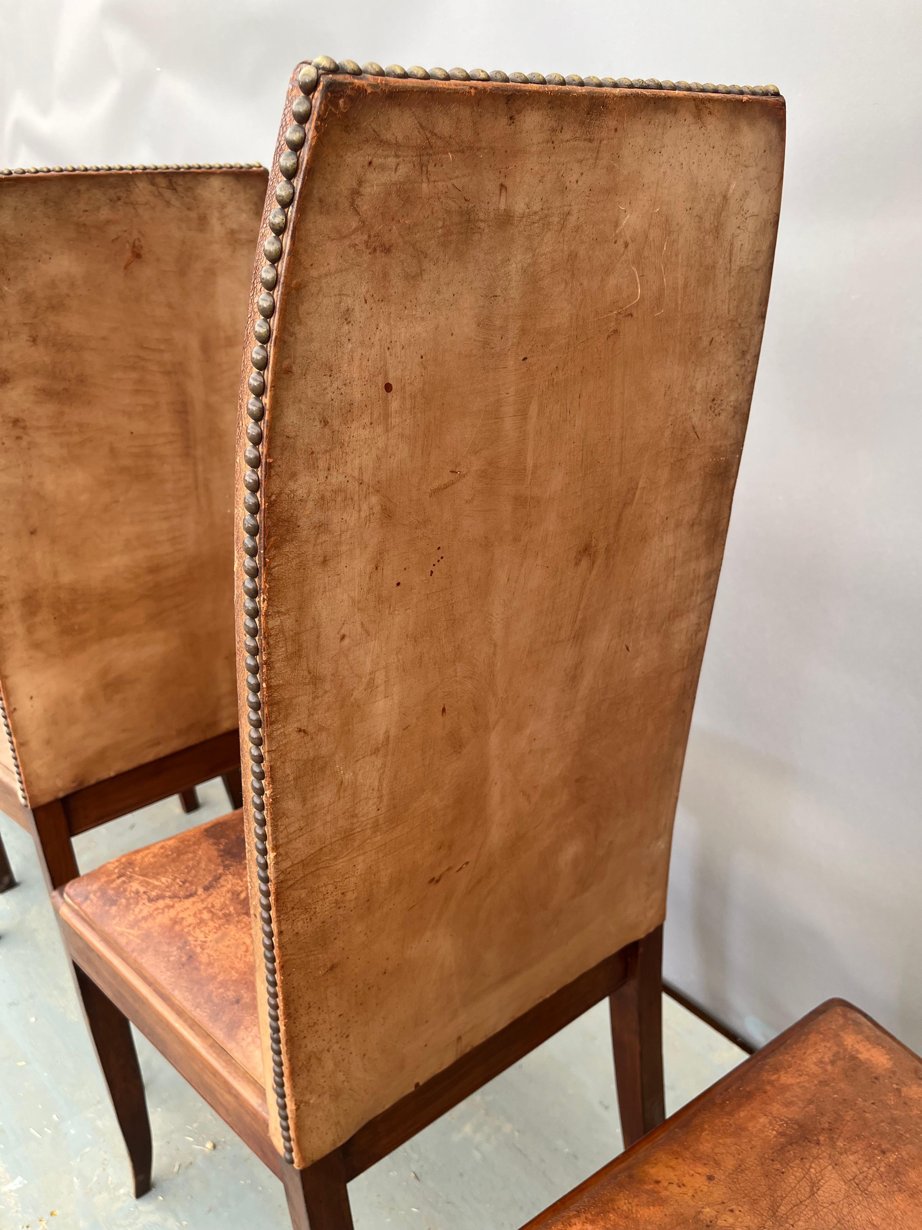 6 Leather and Wood Dining Chairs 3