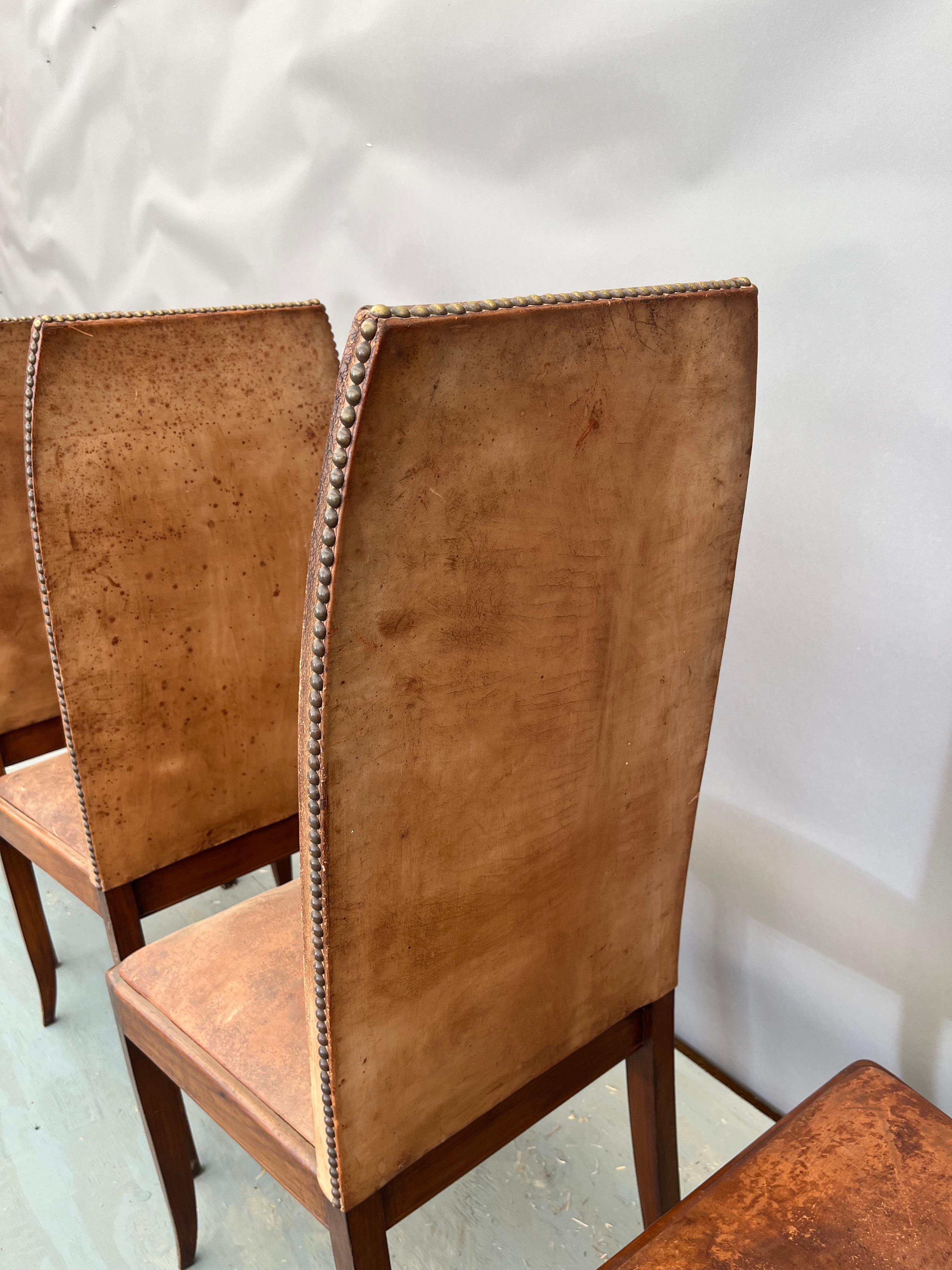 6 Leather and Wood Dining Chairs 4