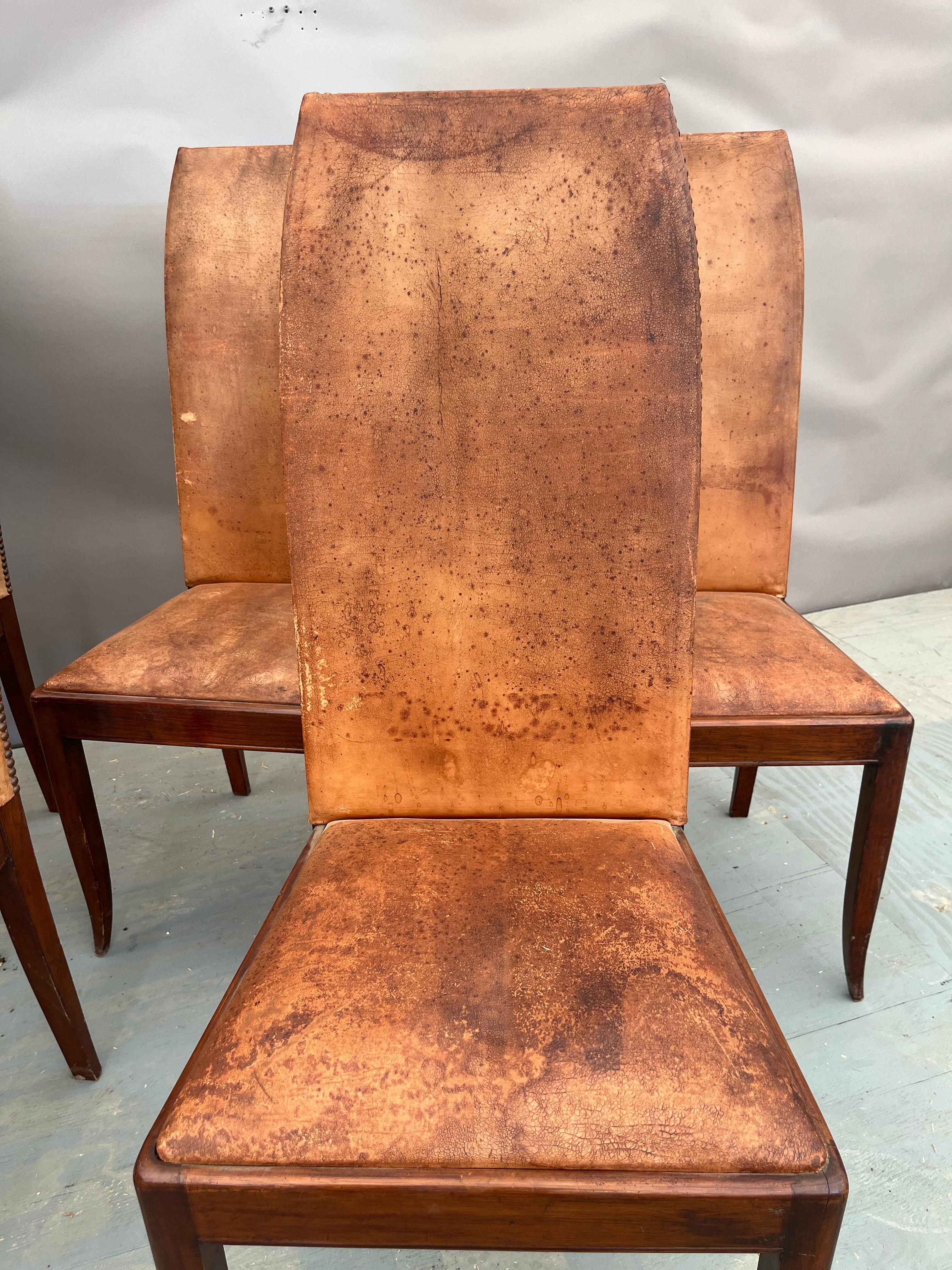 6 Leather and Wood Dining Chairs 5