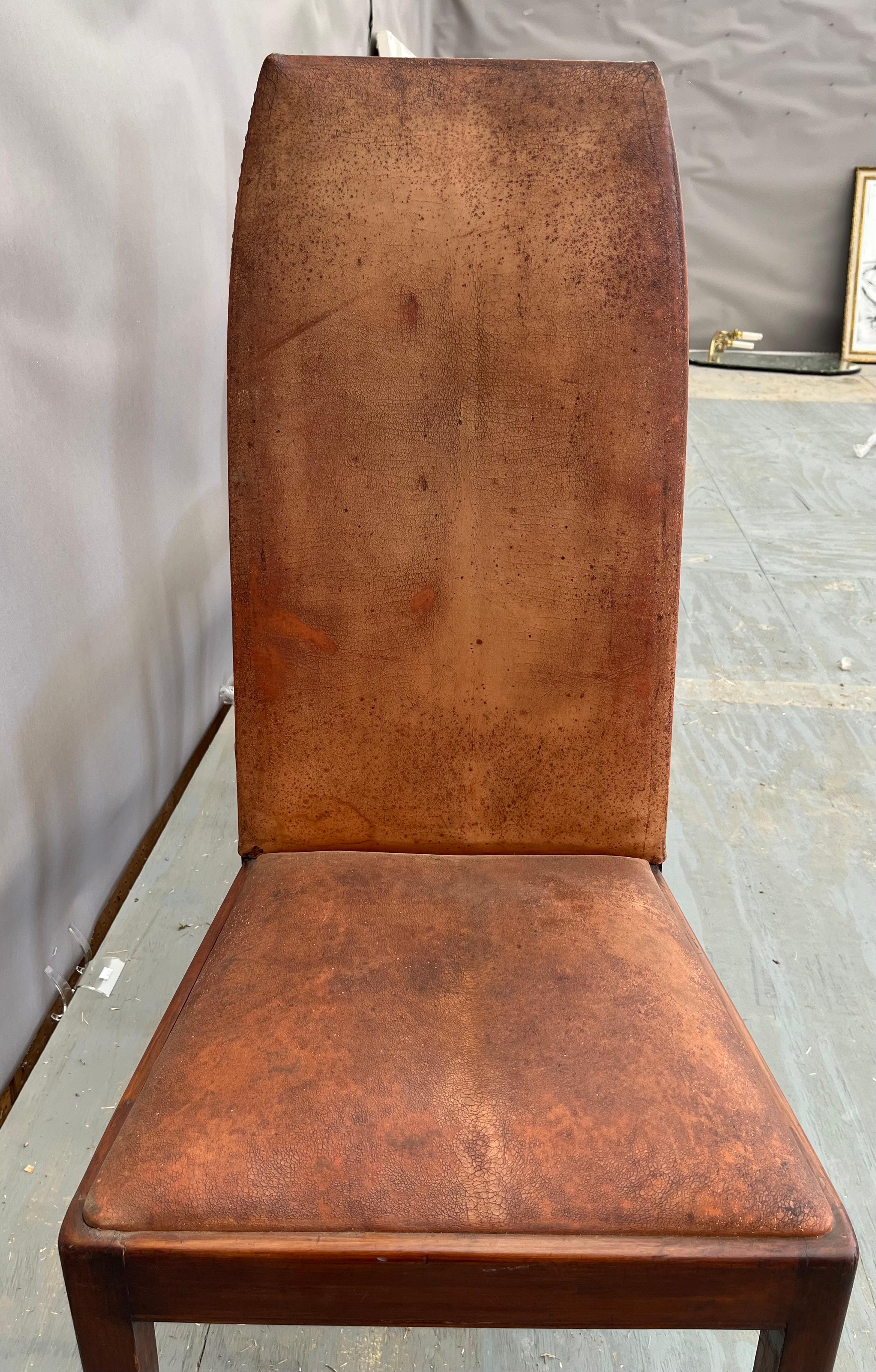 6 Leather and Wood Dining Chairs In Good Condition In Wichita, KS