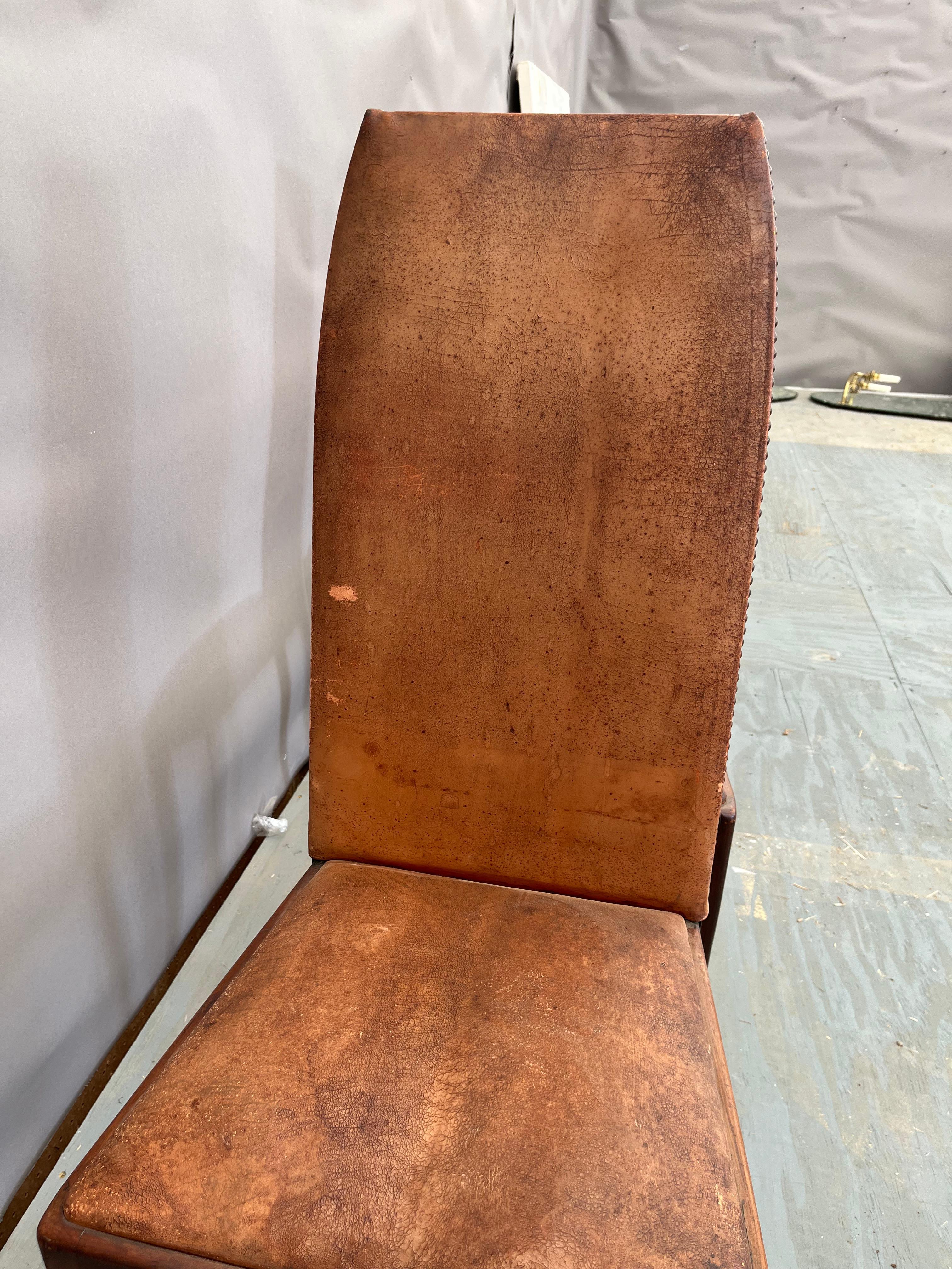 20th Century 6 Leather and Wood Dining Chairs