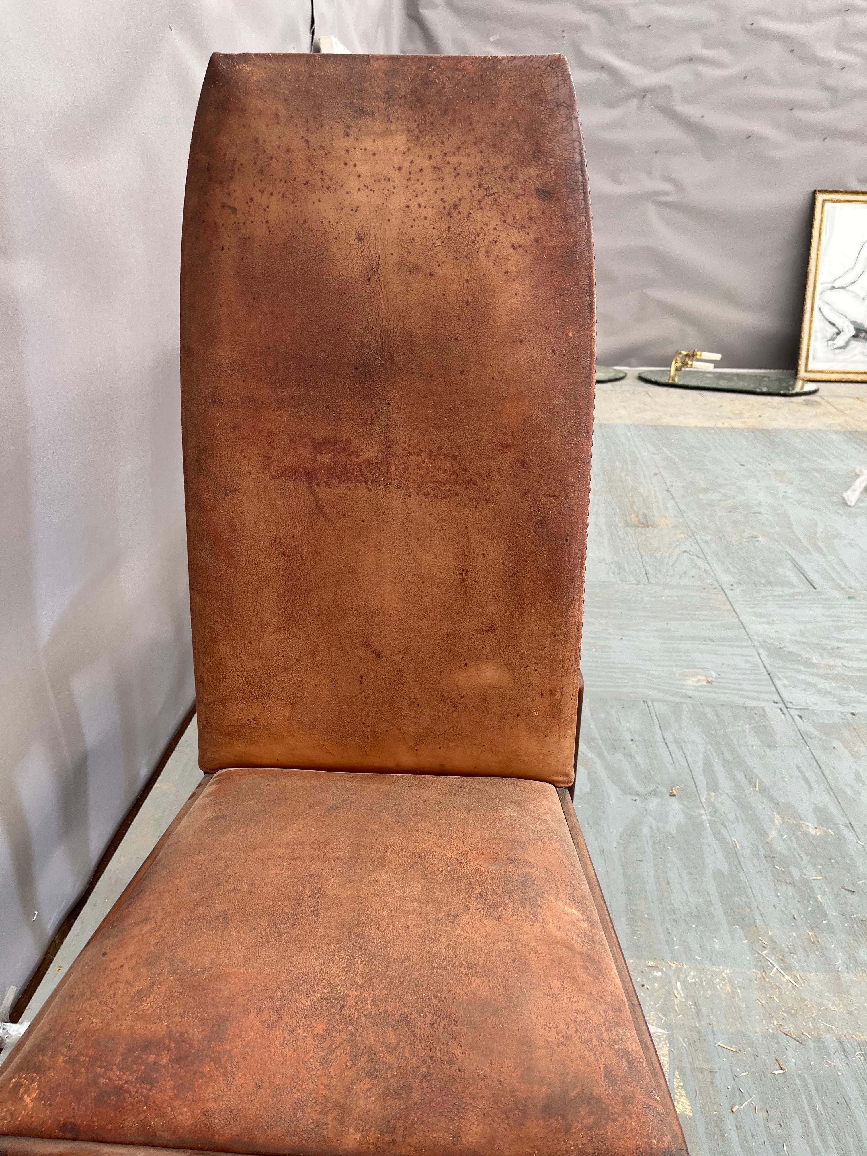 Metal 6 Leather and Wood Dining Chairs