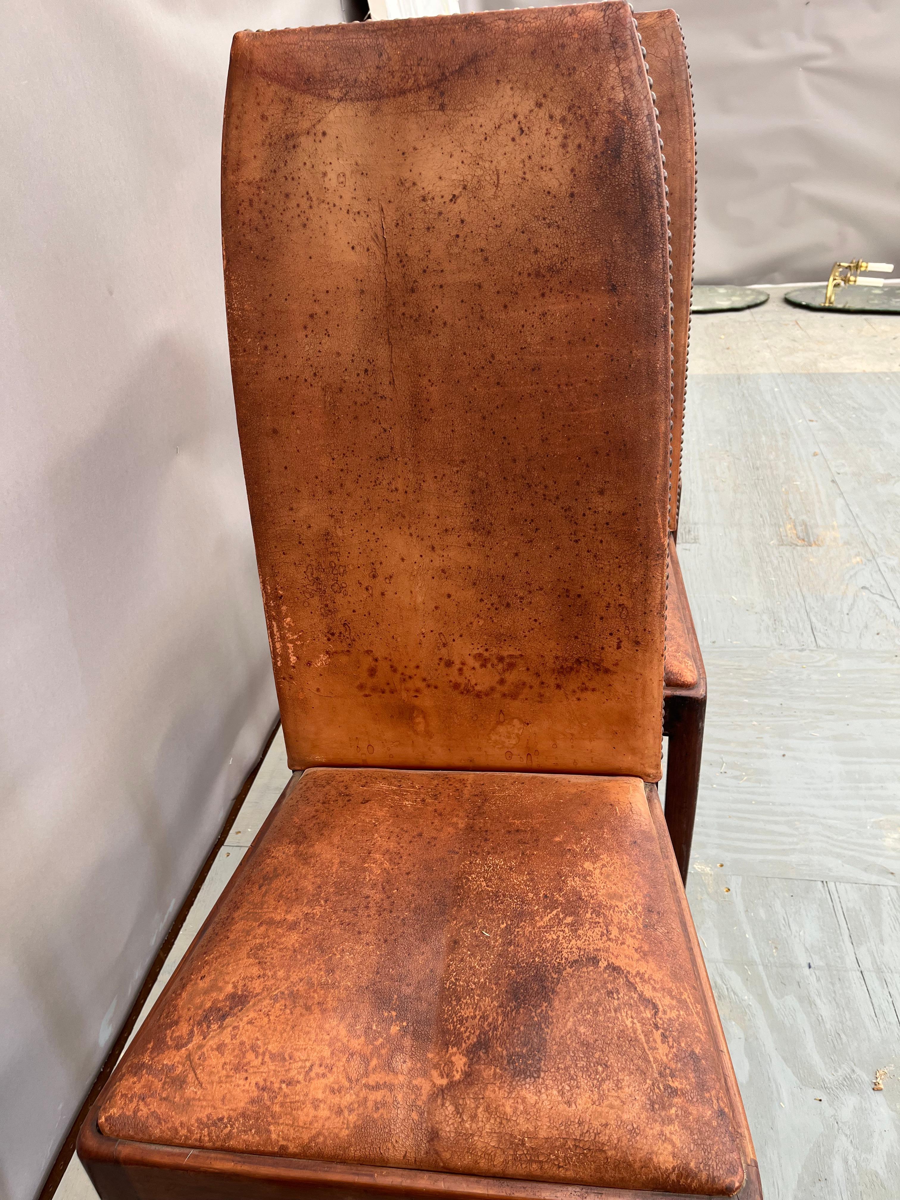 6 Leather and Wood Dining Chairs 1