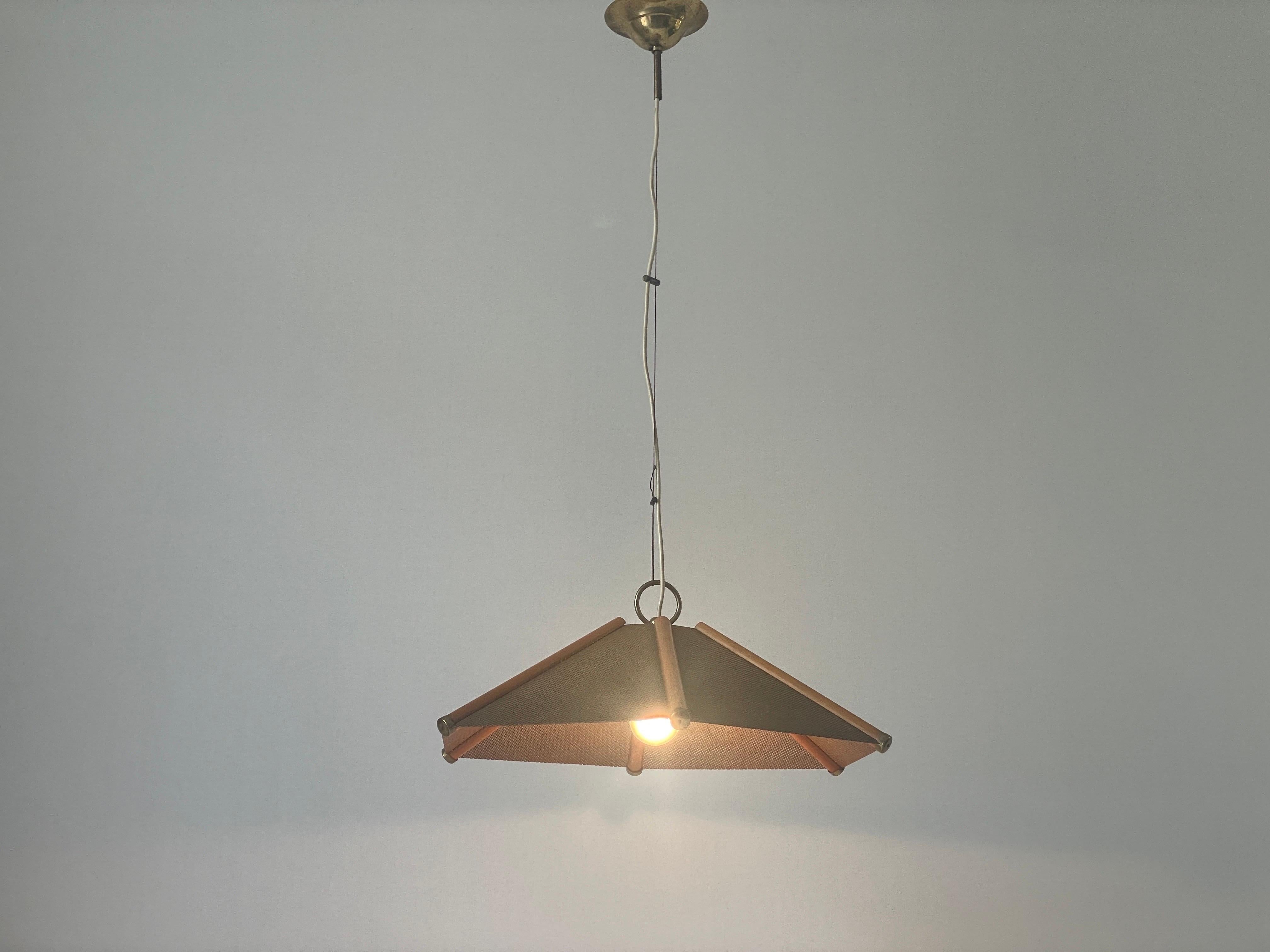 Lampada a sospensione a 6 foglie con linee in Wood e corpo in metallo, anni '60, Italia in vendita 5