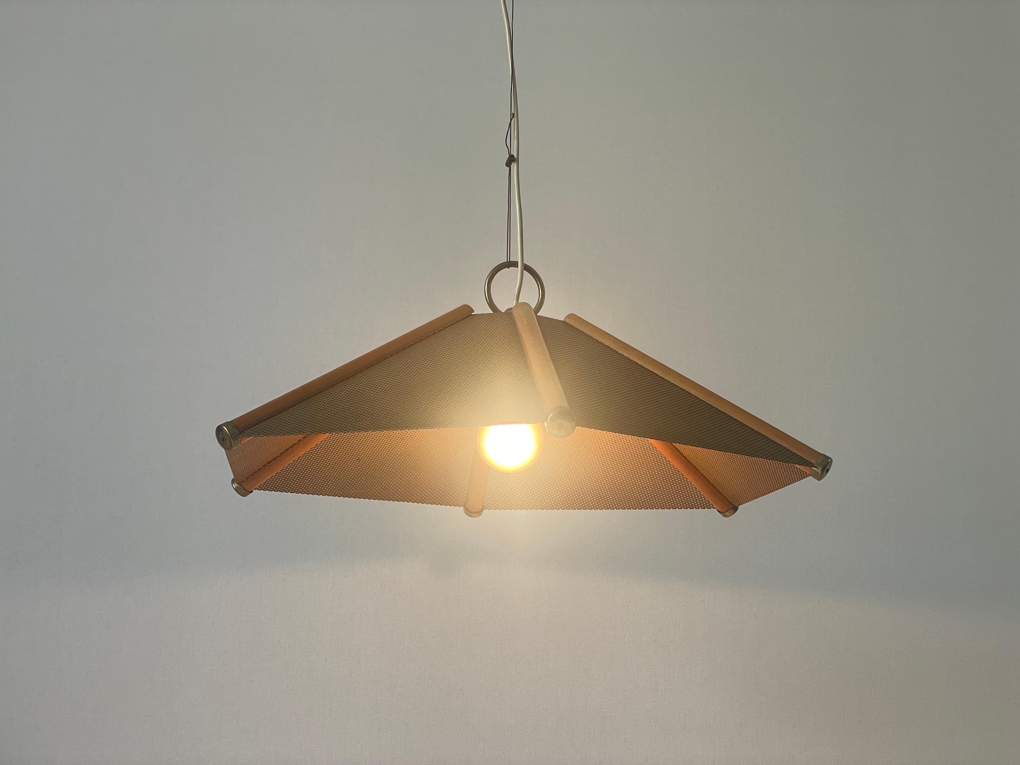 Lampada a sospensione a 6 foglie con linee in Wood e corpo in metallo, anni '60, Italia in vendita 6