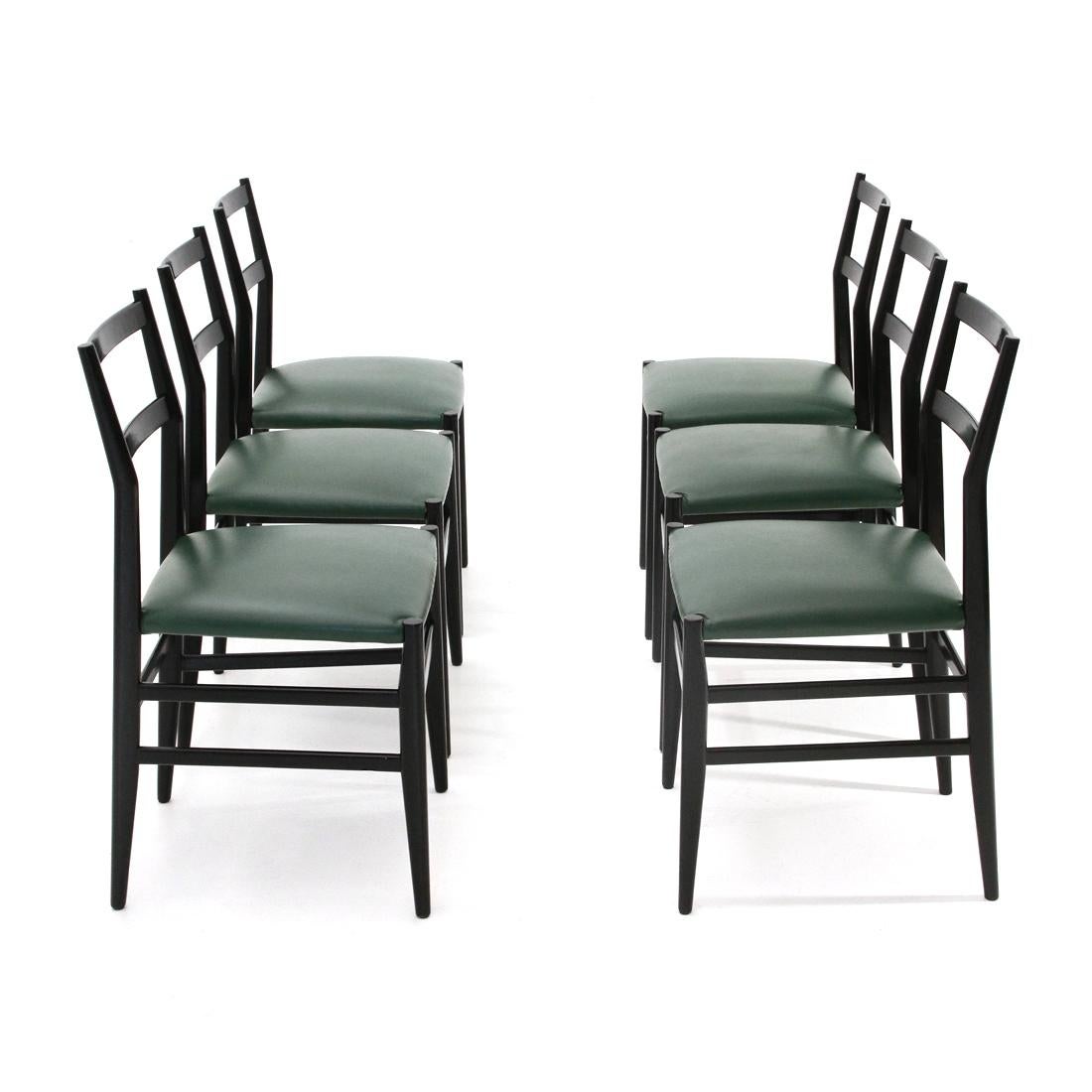 Mid-Century Modern 6 'Leggera' Chairs by Gio Ponti for Cassina, 1950s