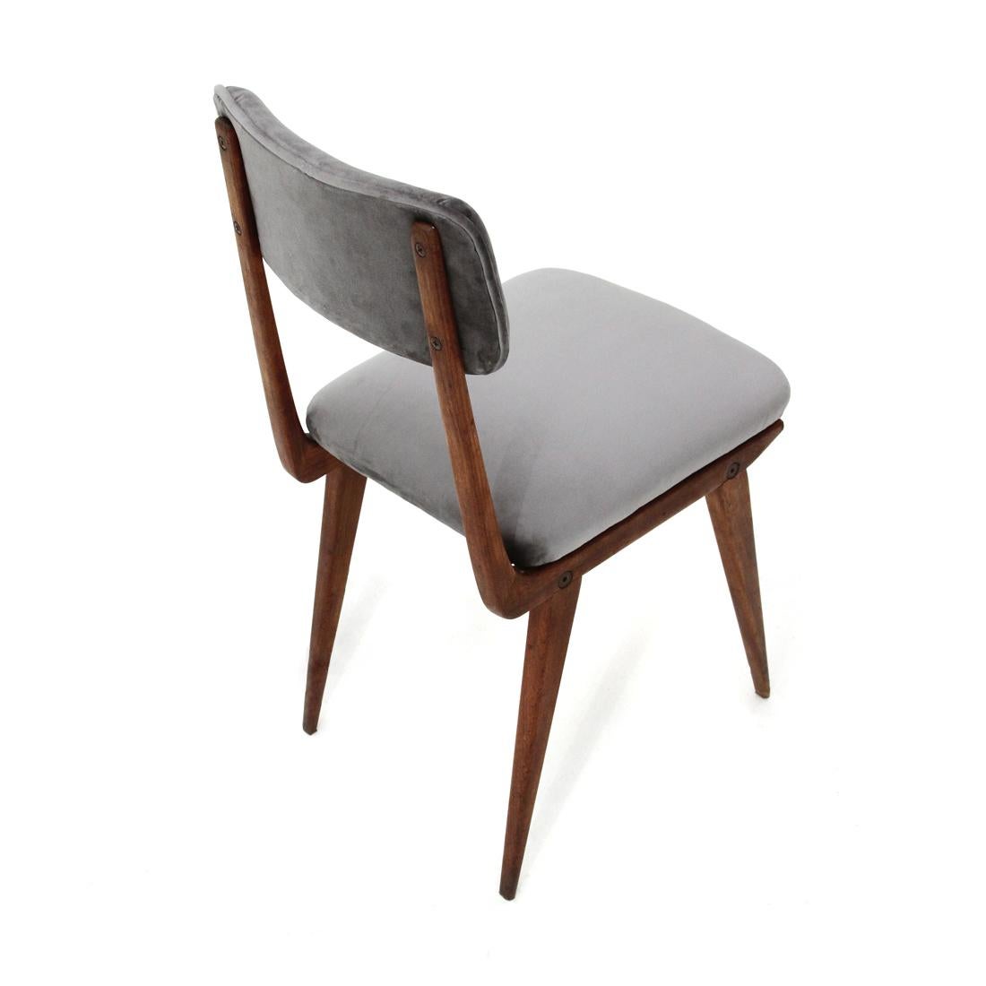 6 “Lella” Chairs in Gray Velvet by Ezio Longhi for Elam, 1950s 1