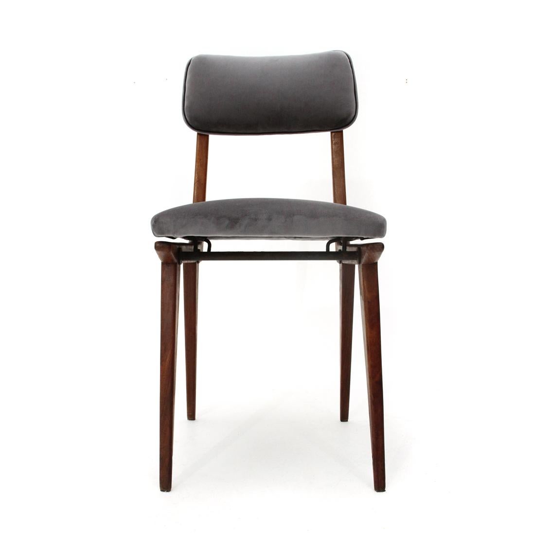 6 “Lella” Chairs in Gray Velvet by Ezio Longhi for Elam, 1950s 2