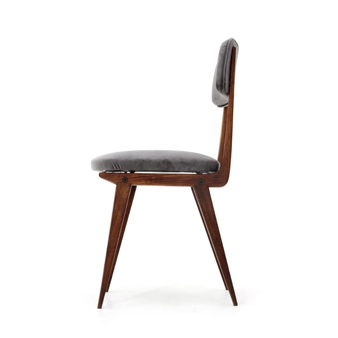 6 “Lella” Chairs in Gray Velvet by Ezio Longhi for Elam, 1950s 3