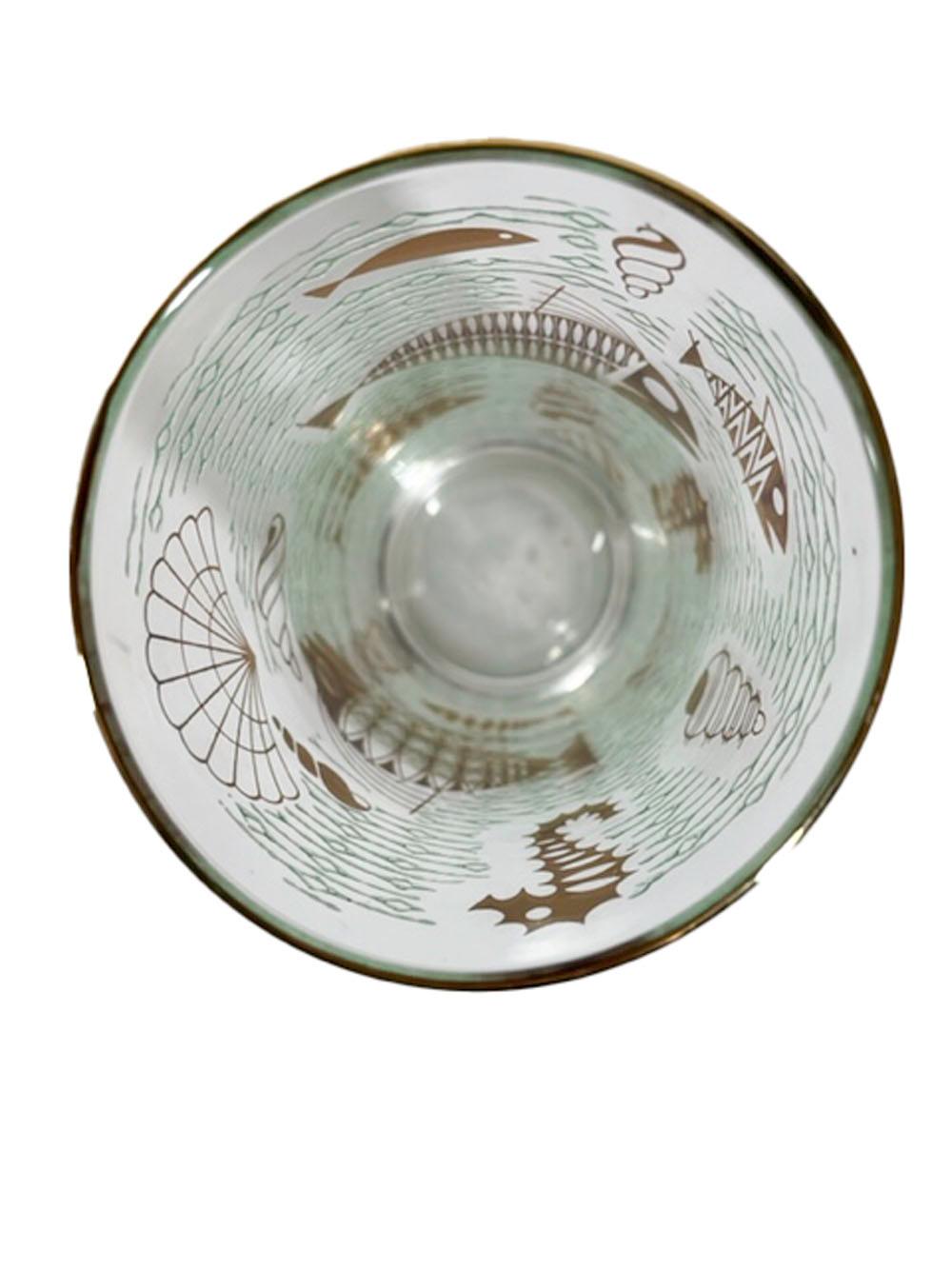 6 Libbey-Gläser aus Glas mit dem Muster „Marineleben“ (Moderne der Mitte des Jahrhunderts) im Angebot