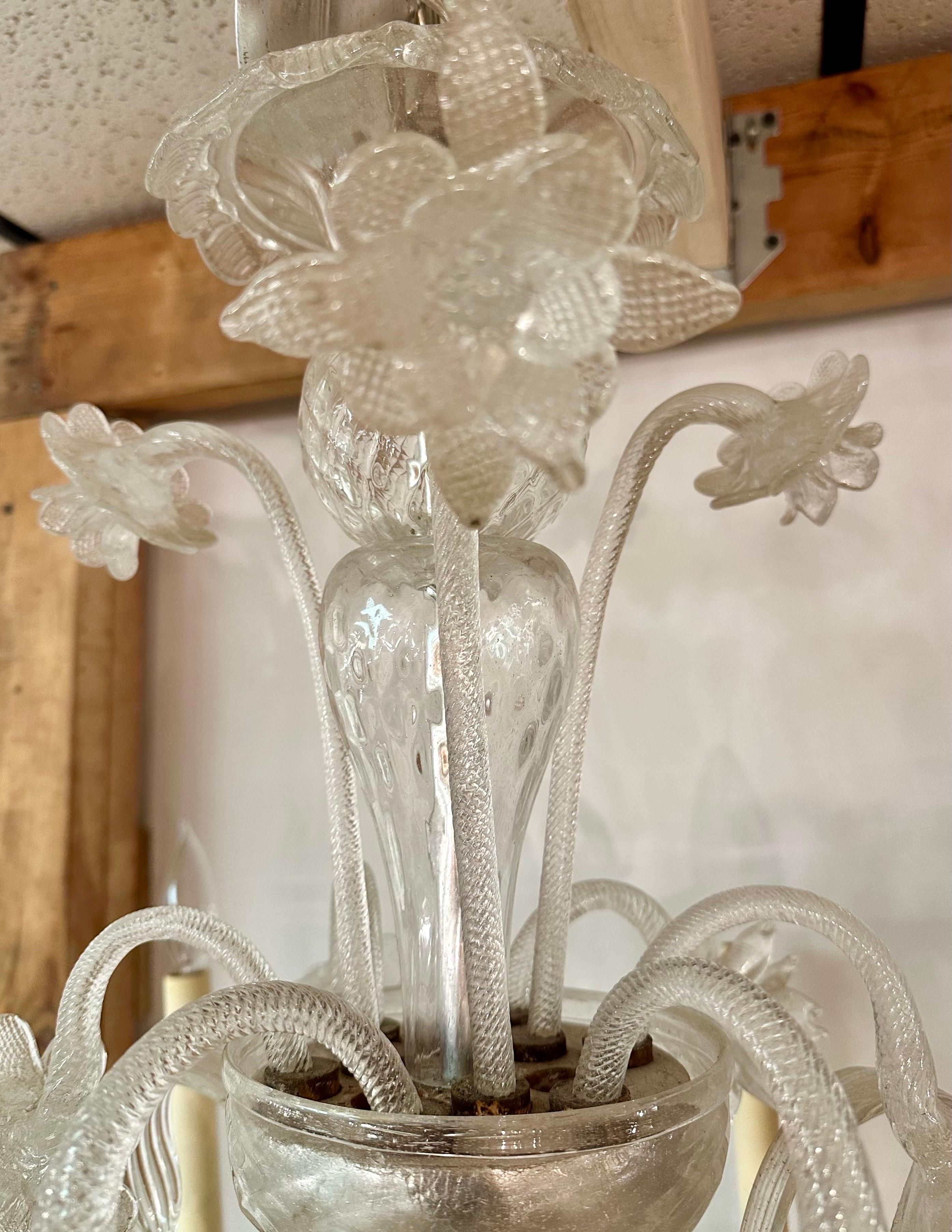 Gorgeous hand blown antique Venetian chandelier with flower accent pieces 