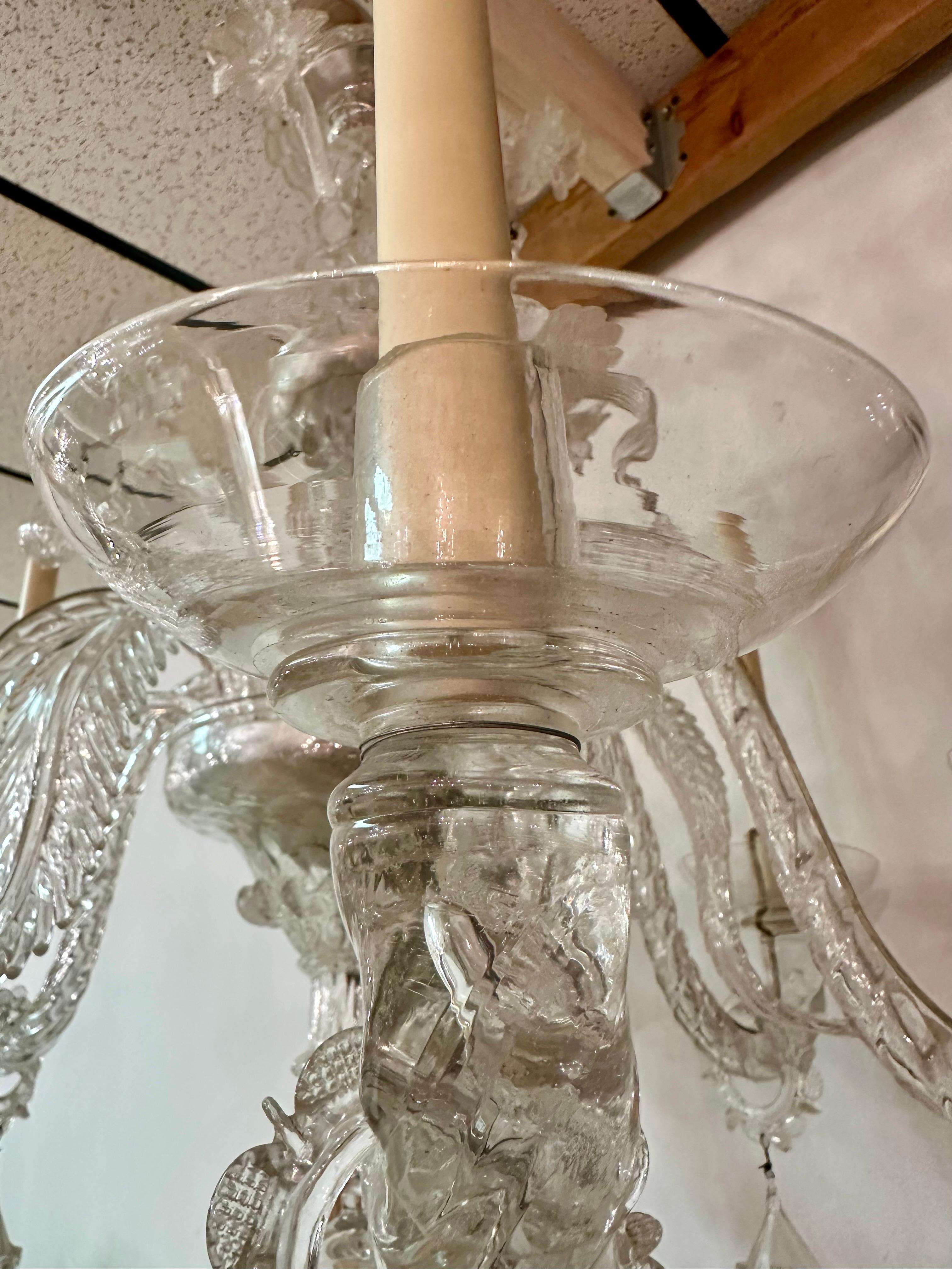 Murano Glass 6 light antique Venetian chandelier  For Sale