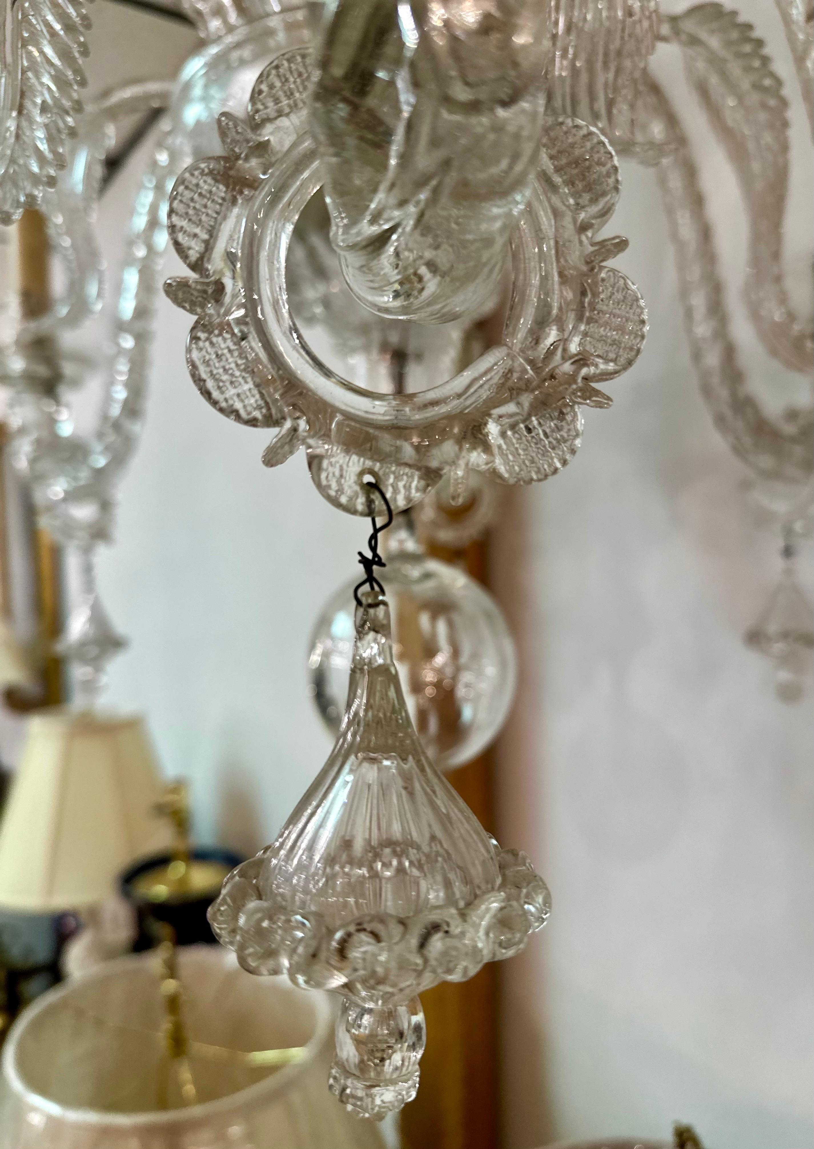 6 light antique Venetian chandelier  For Sale 1