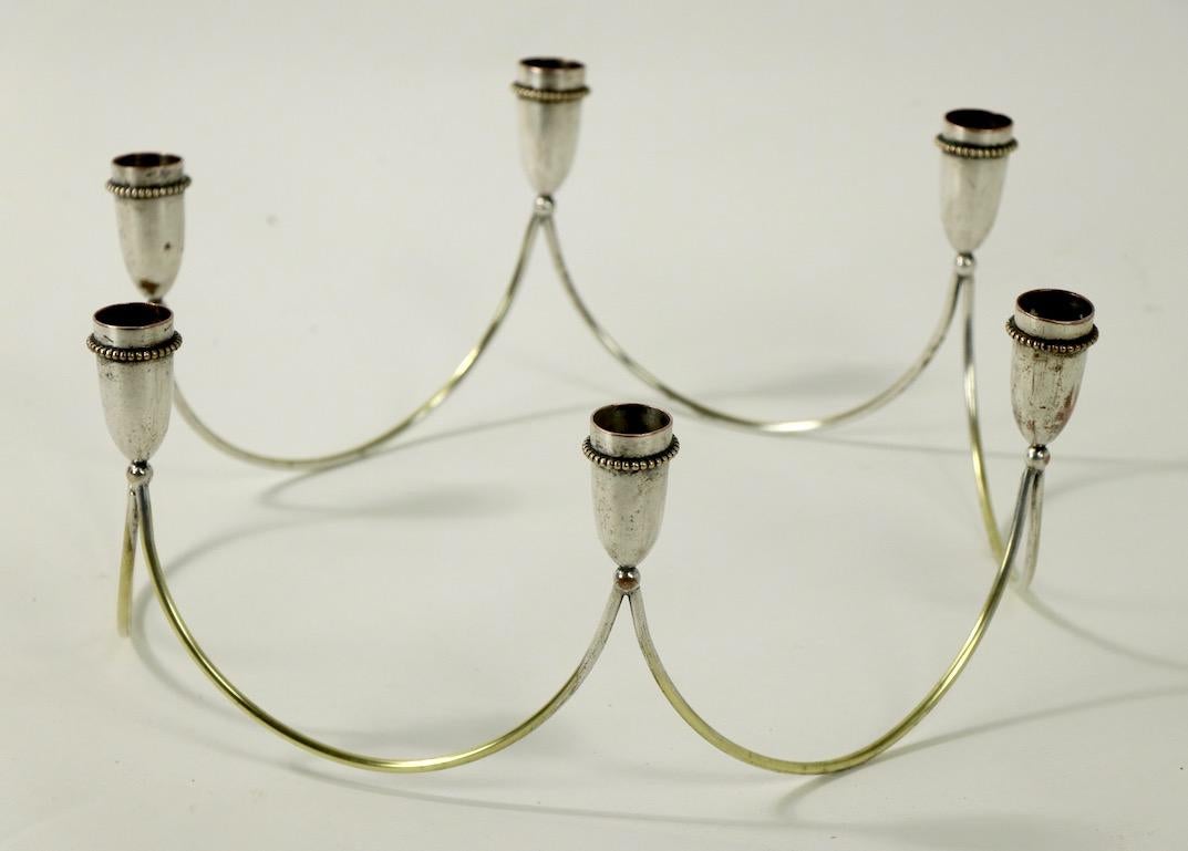 6-Light Art Deco Silverplate Candelabra In Good Condition In New York, NY