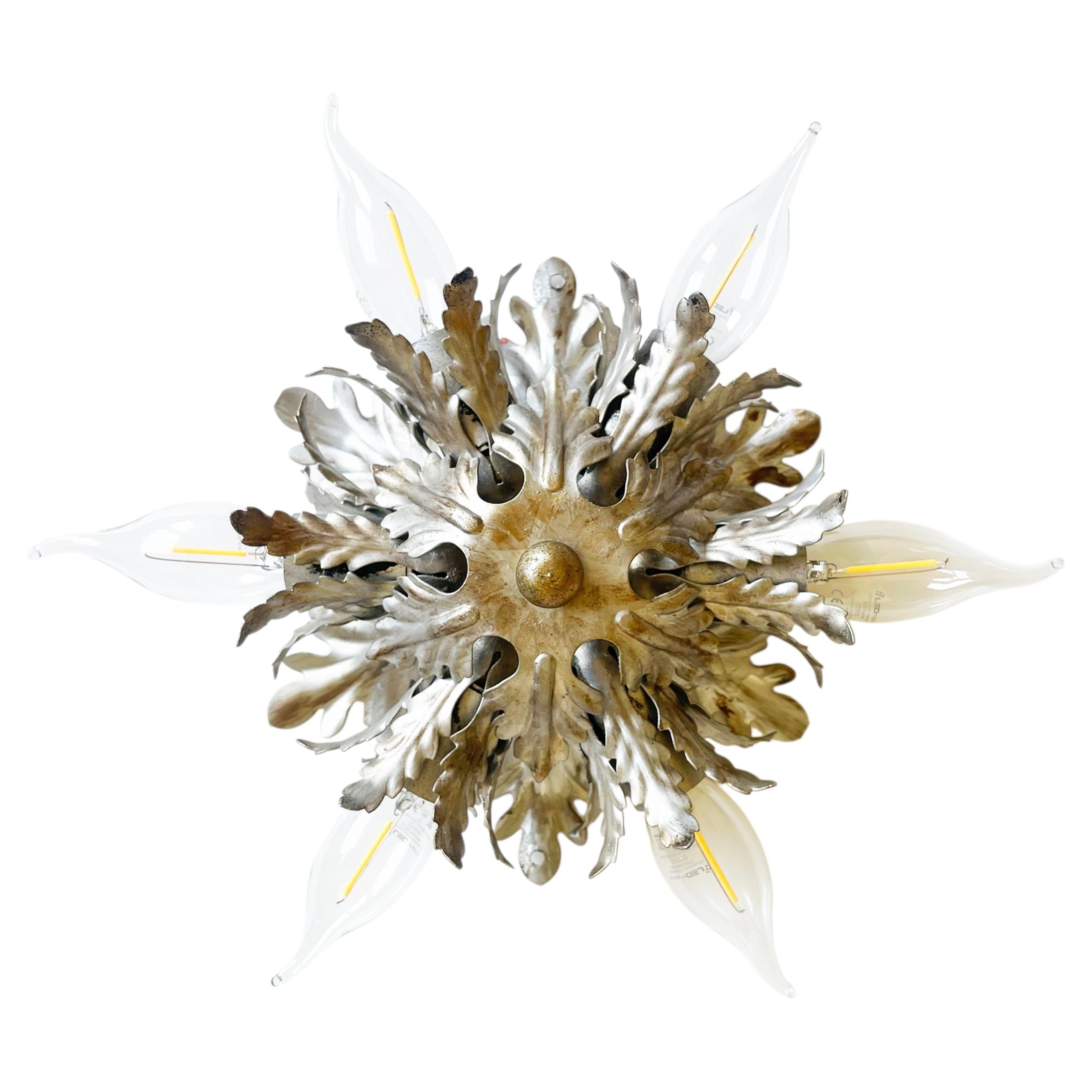 6-Light Banci Firenze Sconce or Ceiling Light, Silver and Gold, 1960s Italy