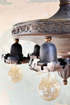 6 Light Bare Bulb with Cast Bobeches