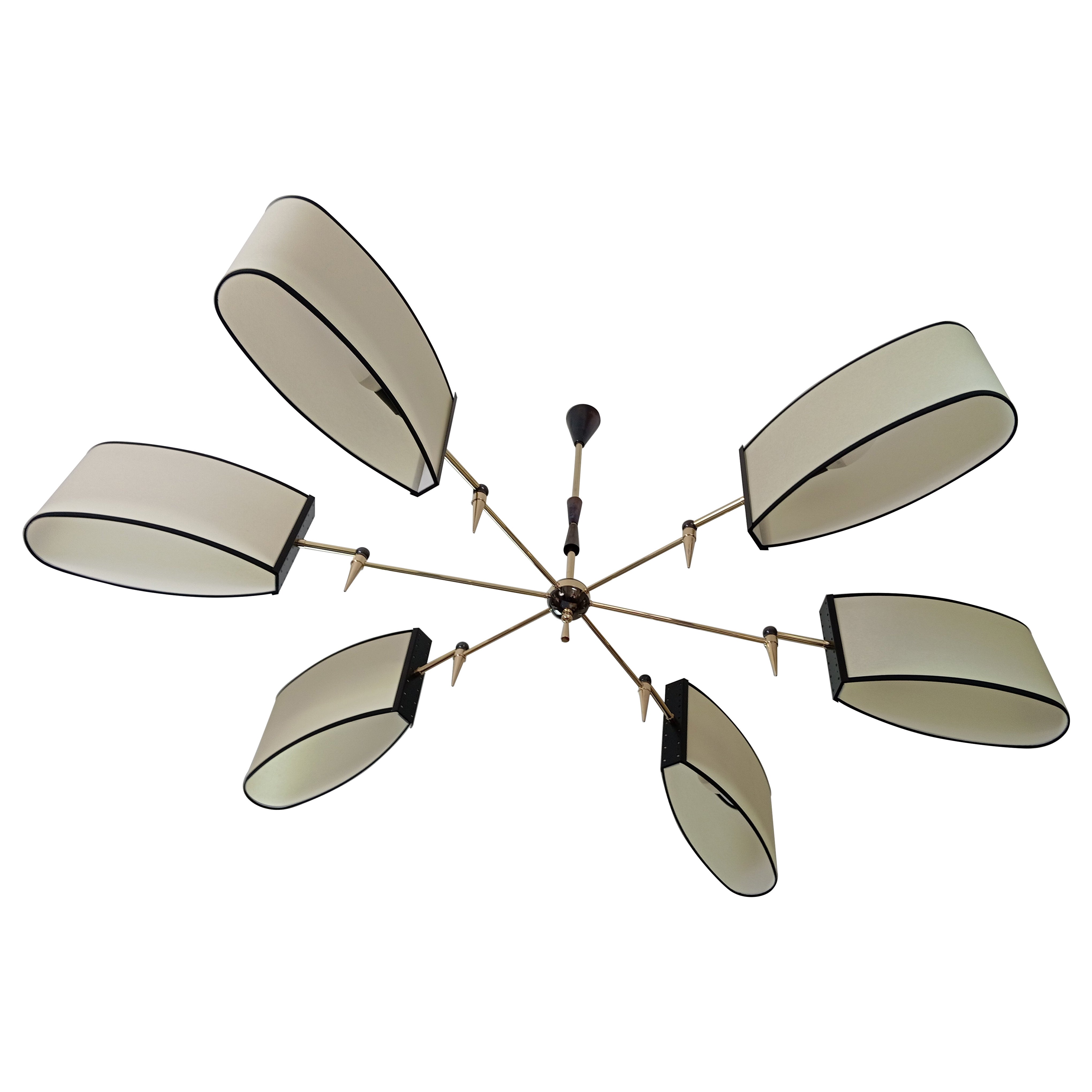 6-light chandelier Maison Lunel circa 1950