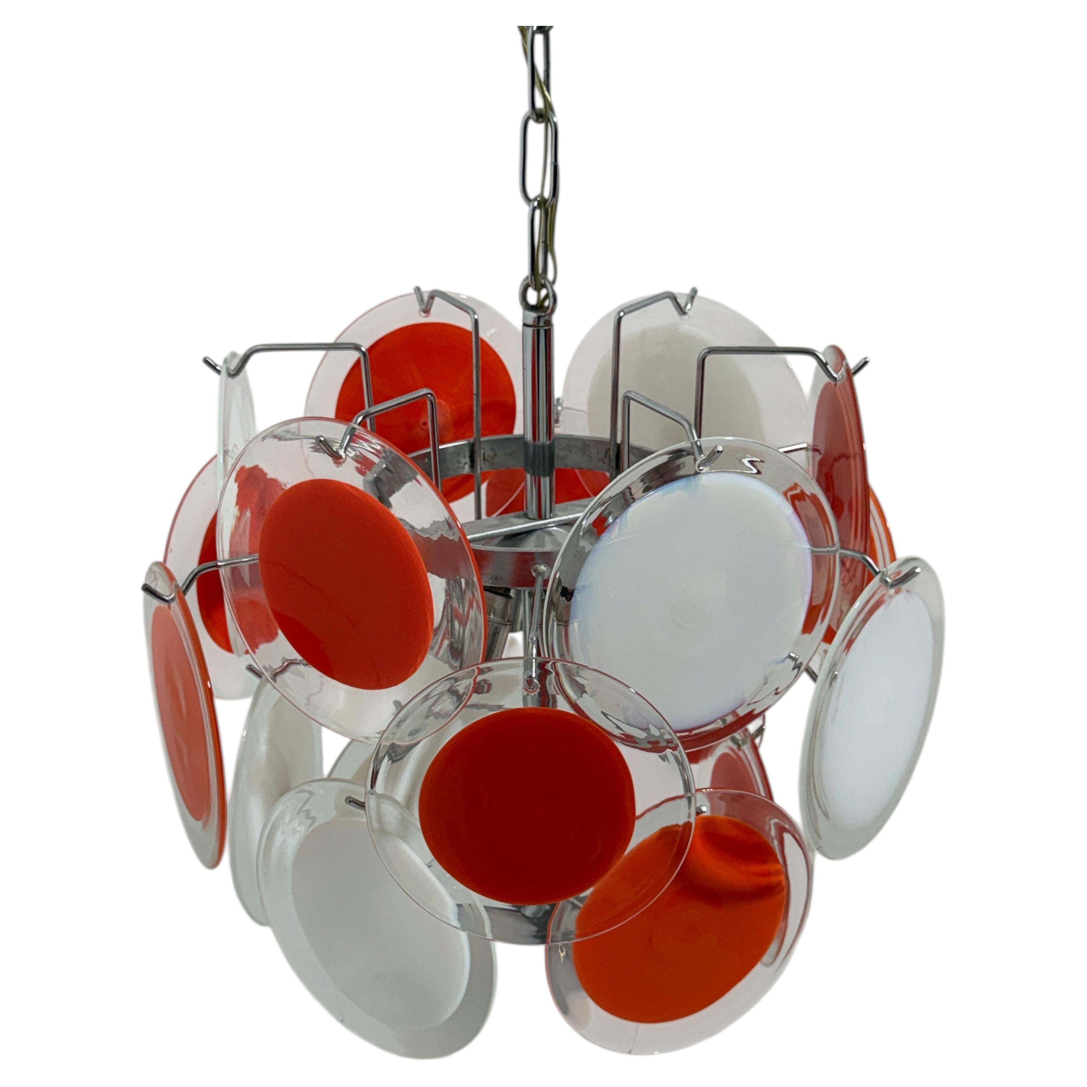 6-light Chandelier with Murano glass discs, attributed to Gino Vistosi, 1960s