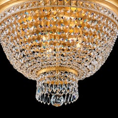 Lámpara de techo de 6 luces de metal y cristal en pan de oro