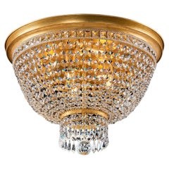 Lámpara de techo de 6 luces de metal y cristal en pan de oro