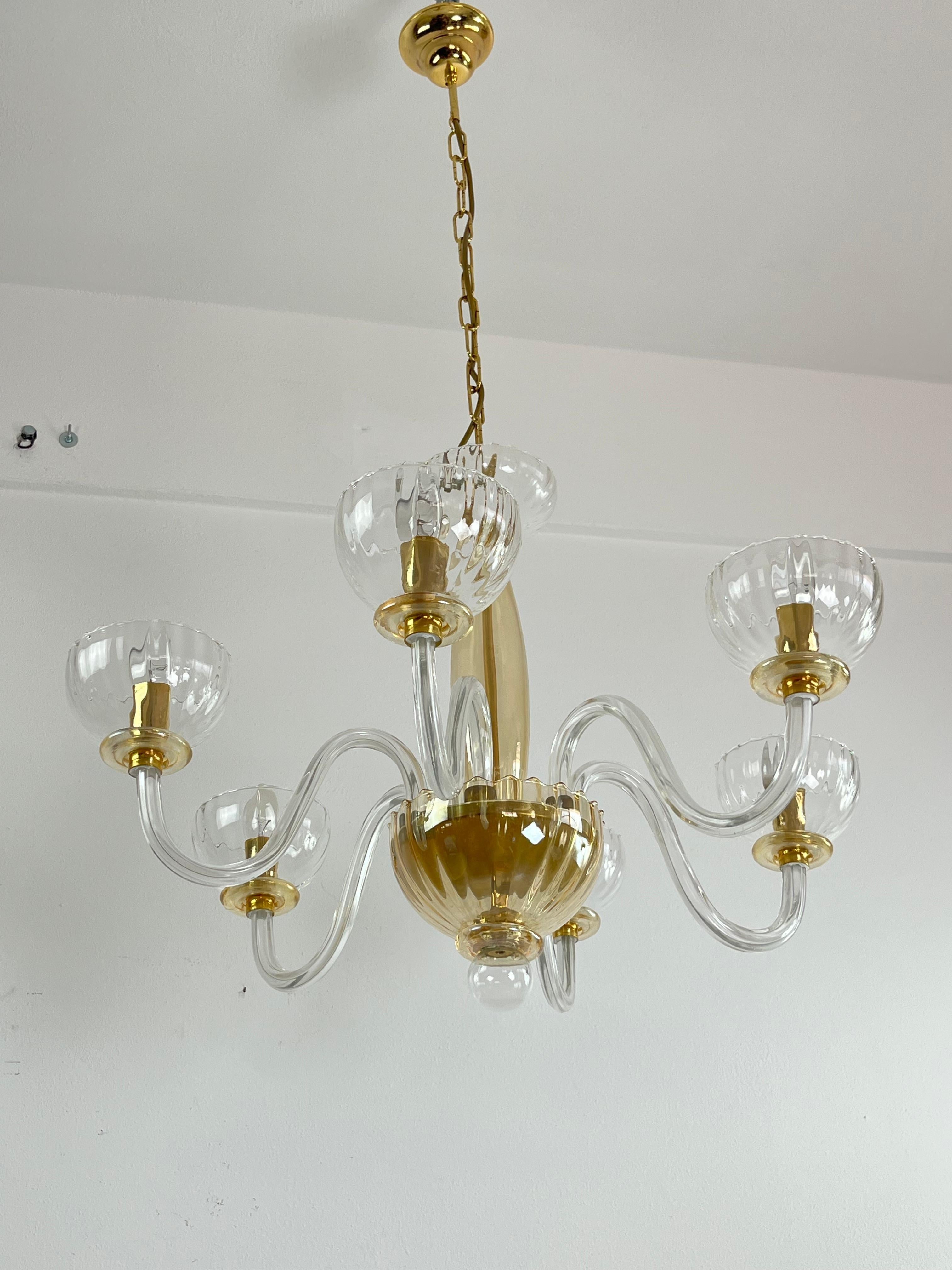 6-light Handmade Murano Glass Chandelier 