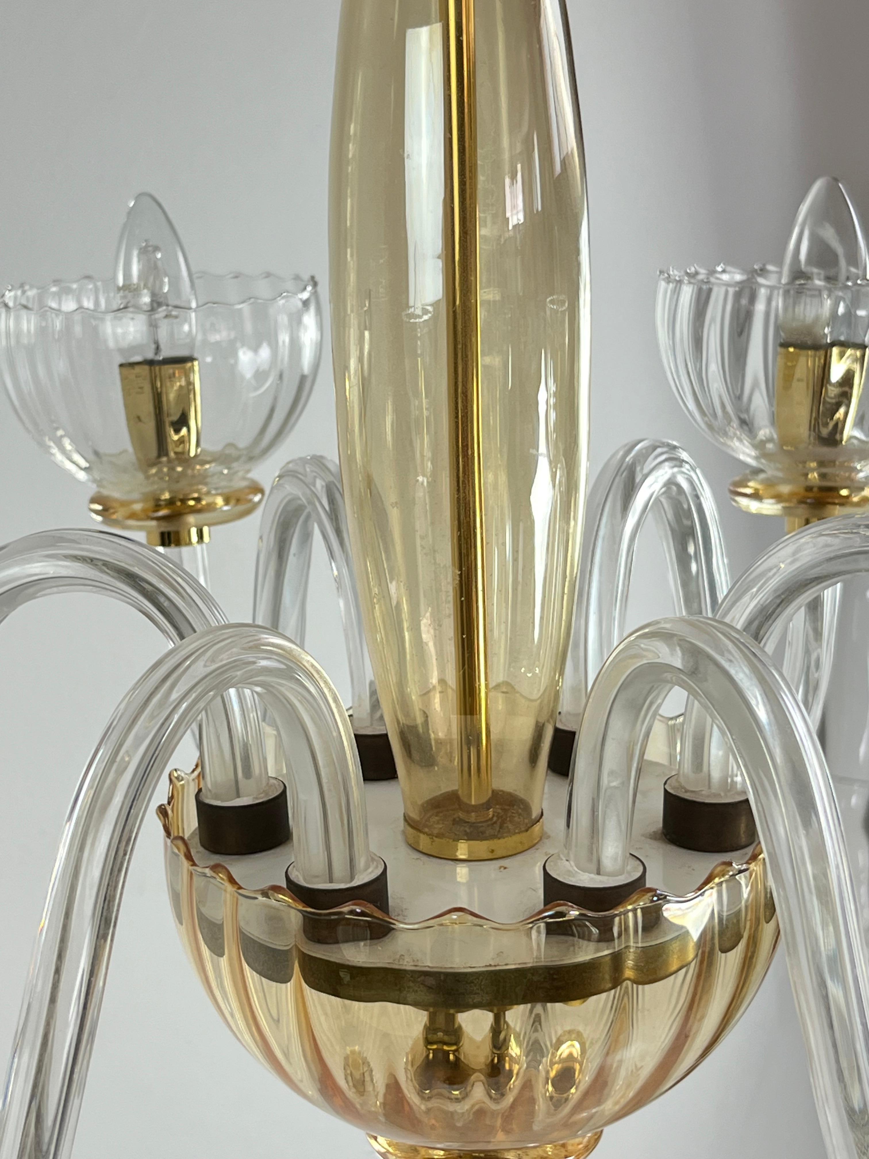 6-light Handmade Murano Glass Chandelier 