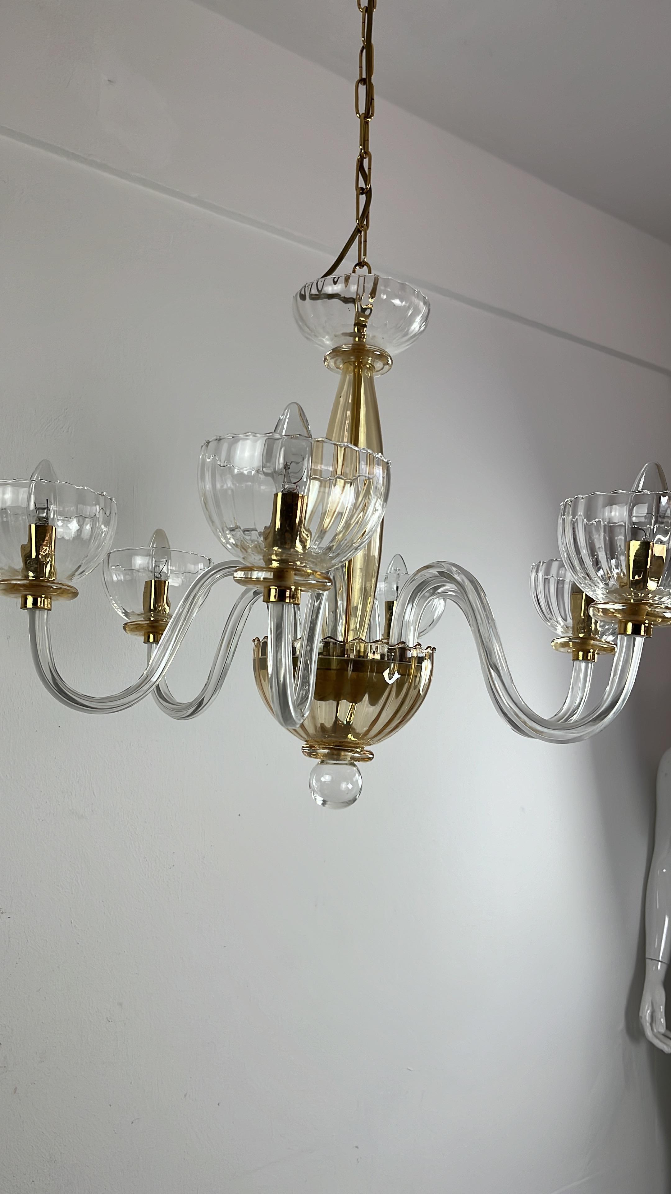 6-light Handmade Murano Glass Chandelier 