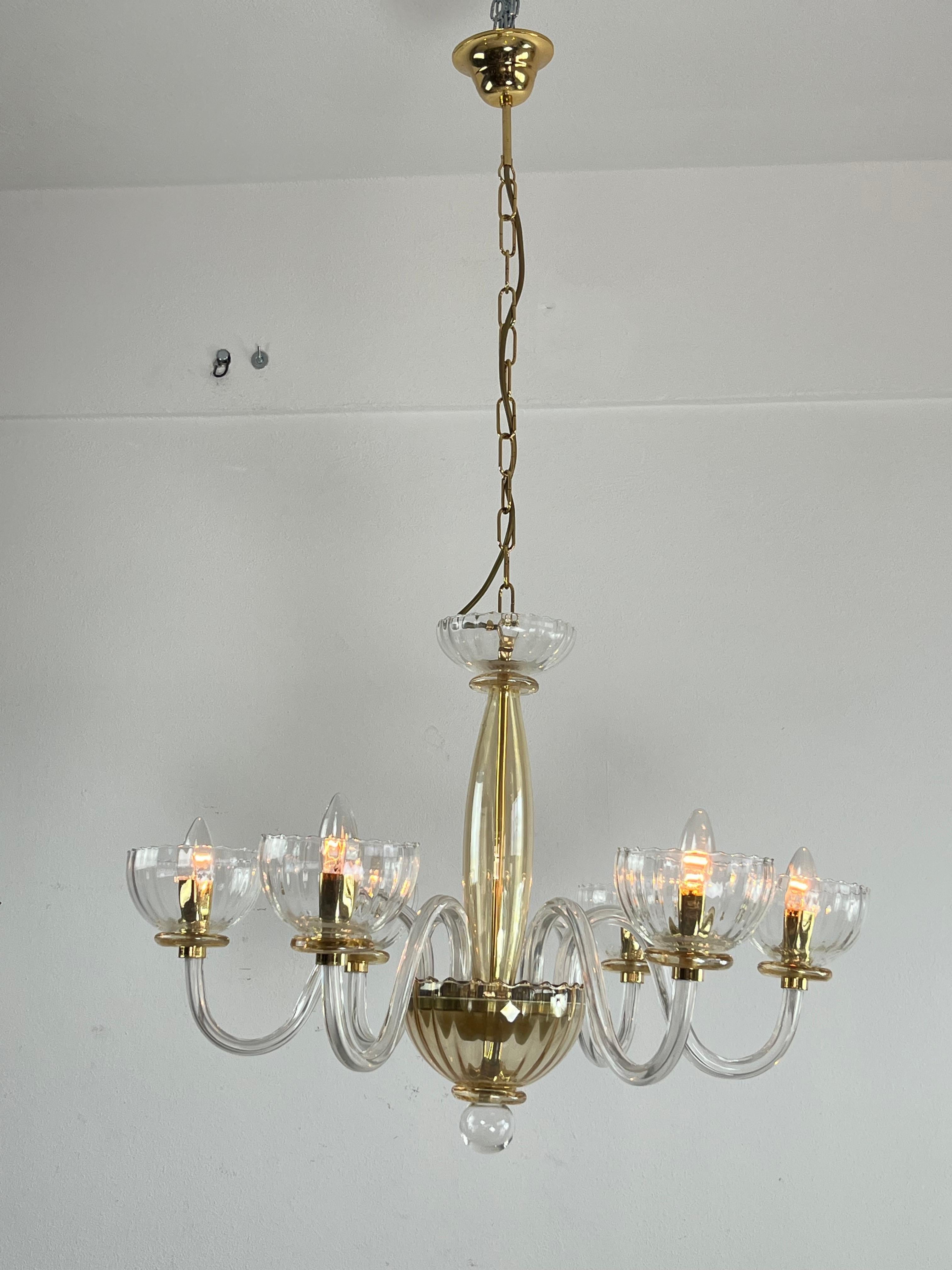 6-light handmade Murano glass chandelier 