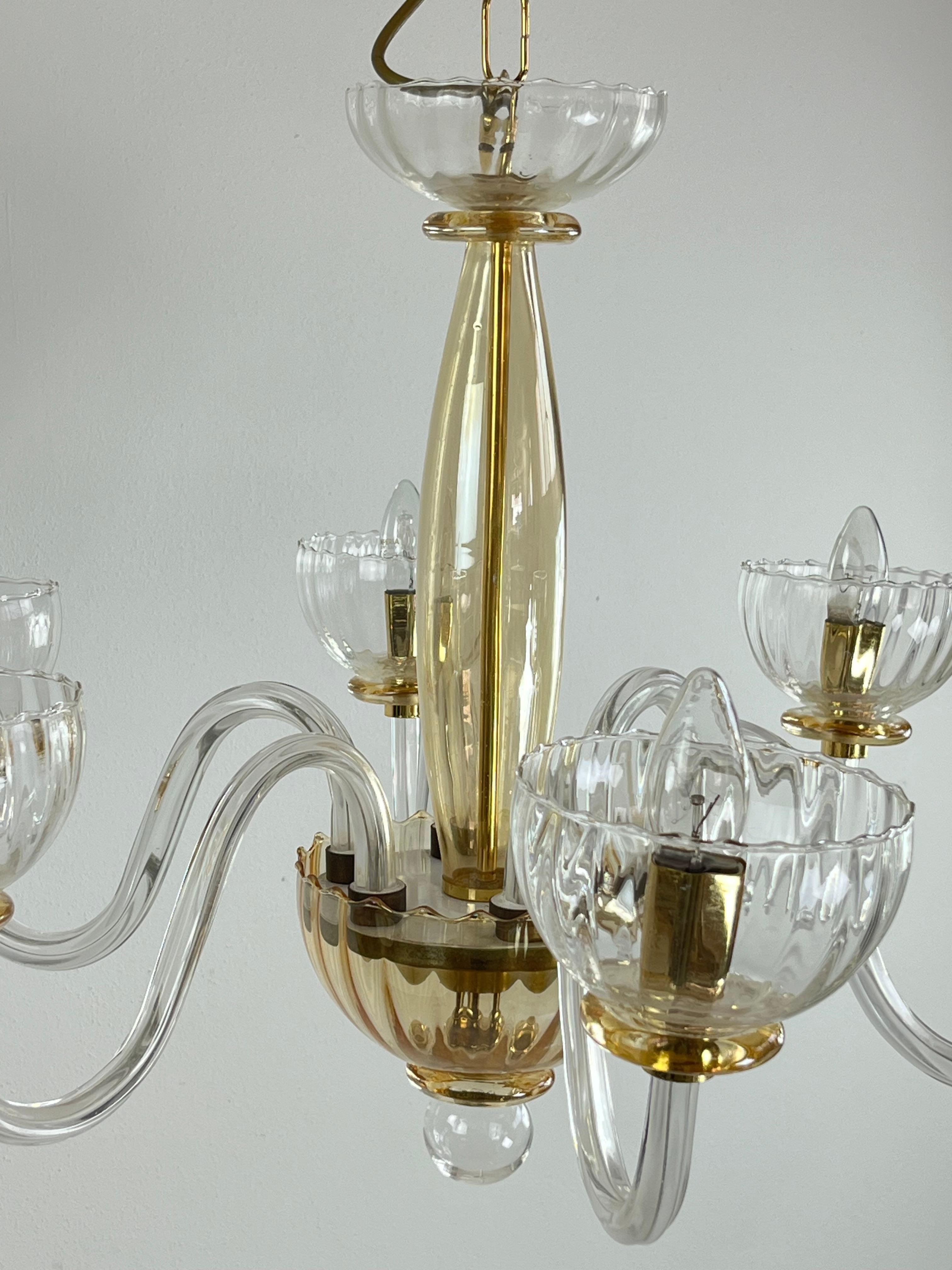 6-light Handmade Murano Glass Chandelier 