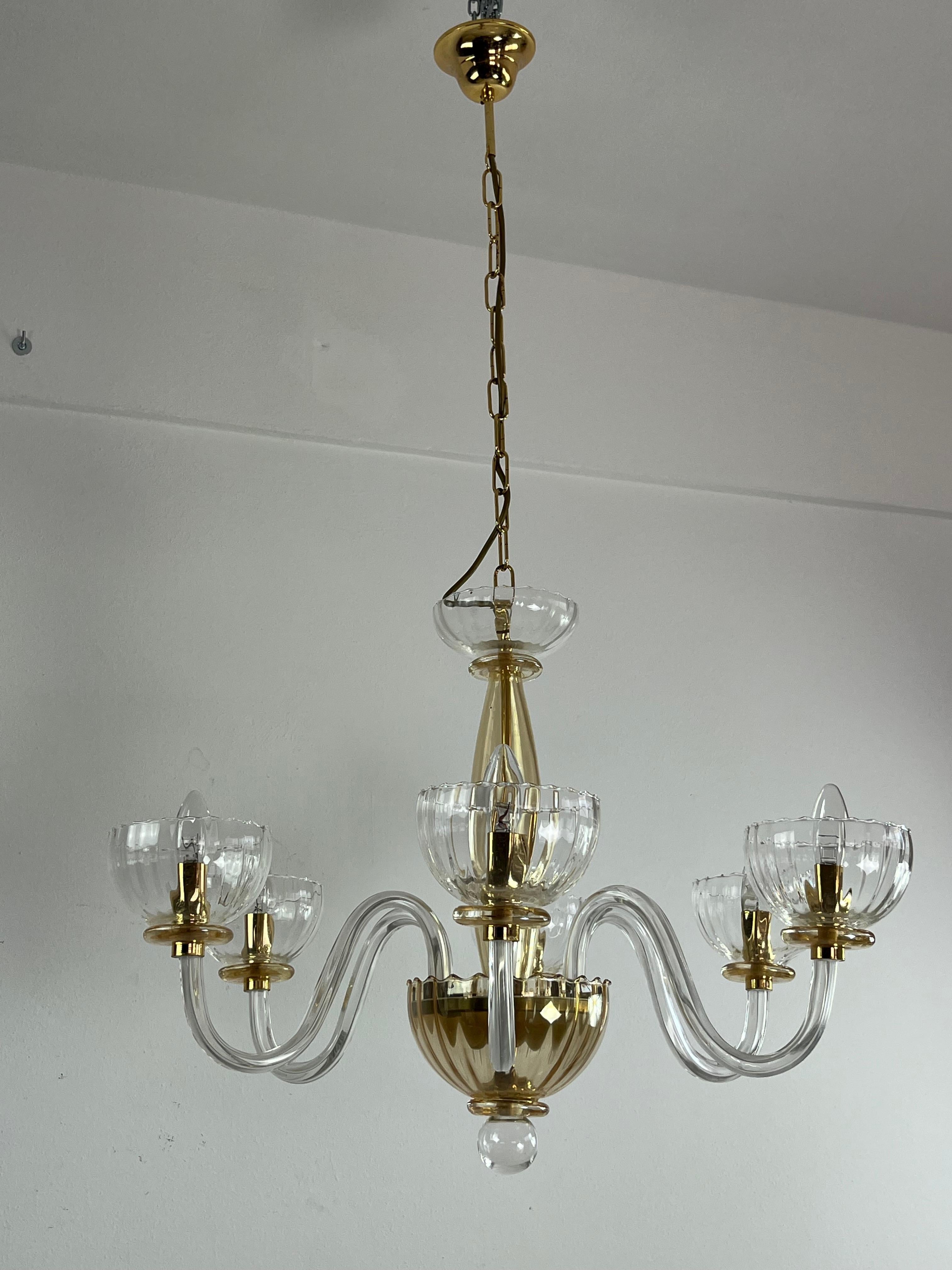 6-light Handmade Murano Glass Chandelier 