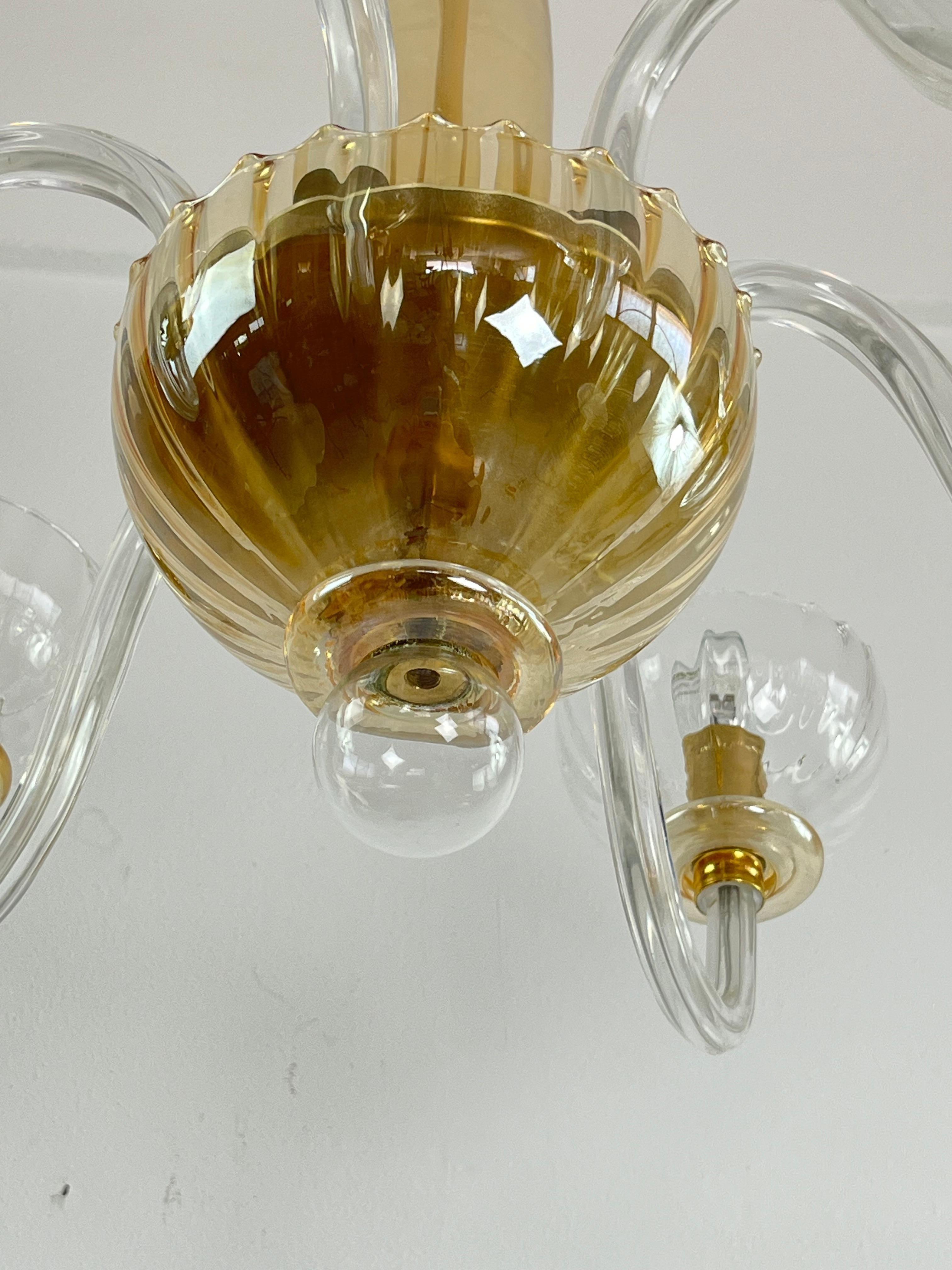 6-light Handmade Murano Glass Chandelier 