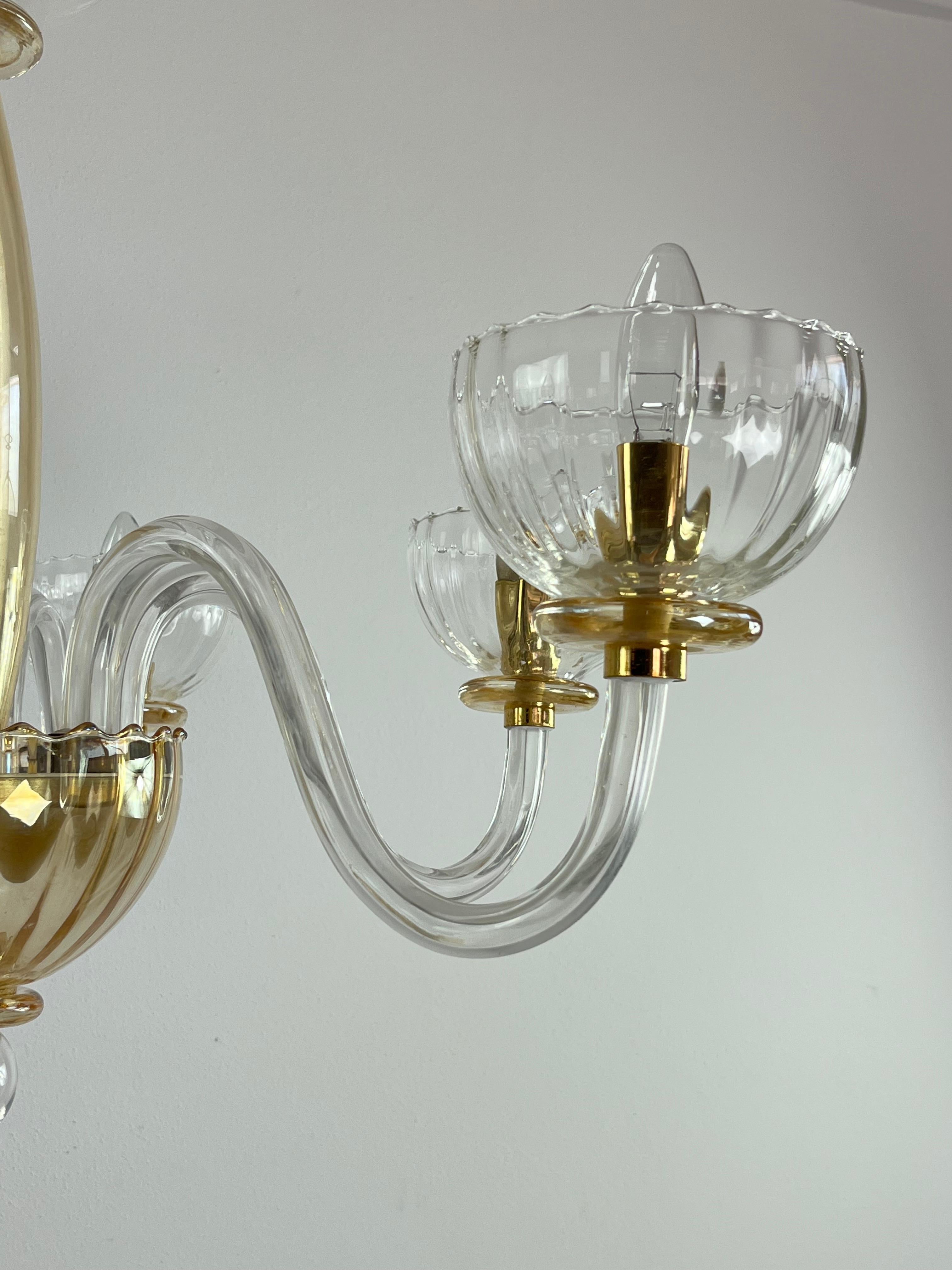 6-light Handmade Murano Glass Chandelier 