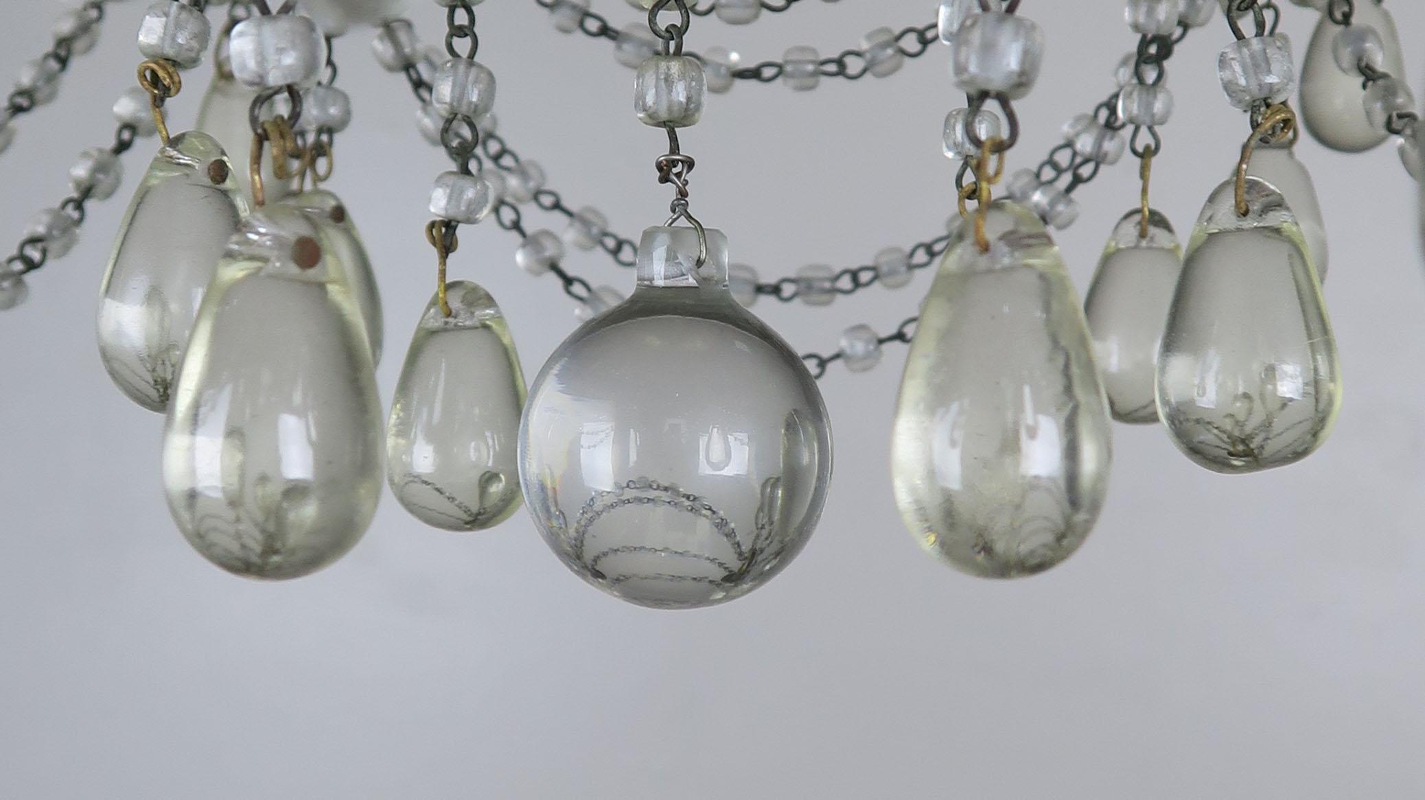 6-Light Italian Crystal Beaded Chandelier (20. Jahrhundert)