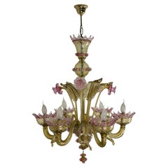 6-Light Murano Glass Chandelier attributed to the "Maestri Muranesi" 1980s