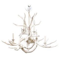 6 Light White Faux Antler Chandelier