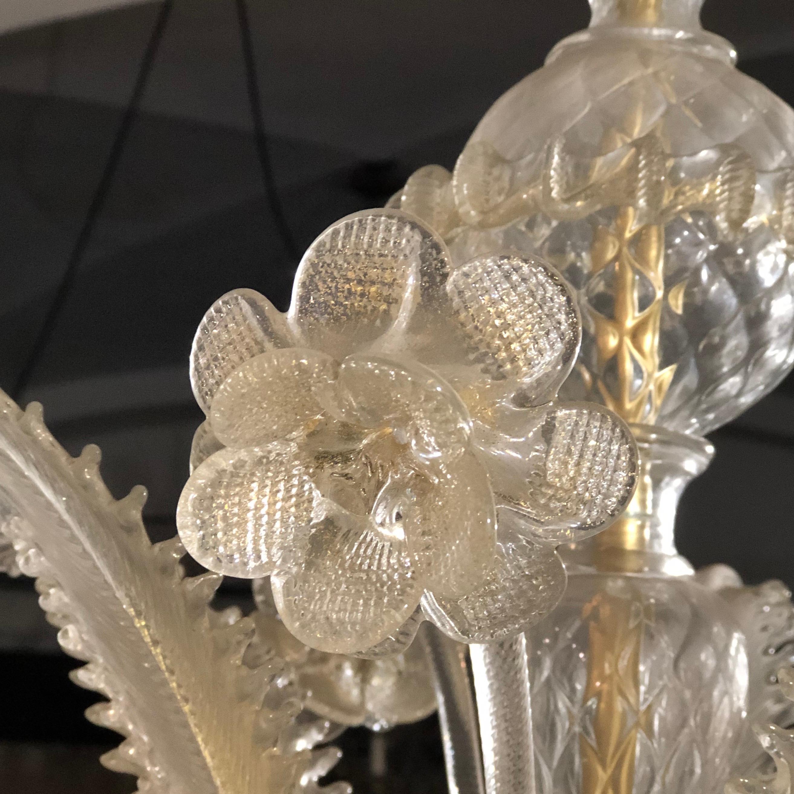 Late 20th Century 6 Lights Chandelier in Murano Glass