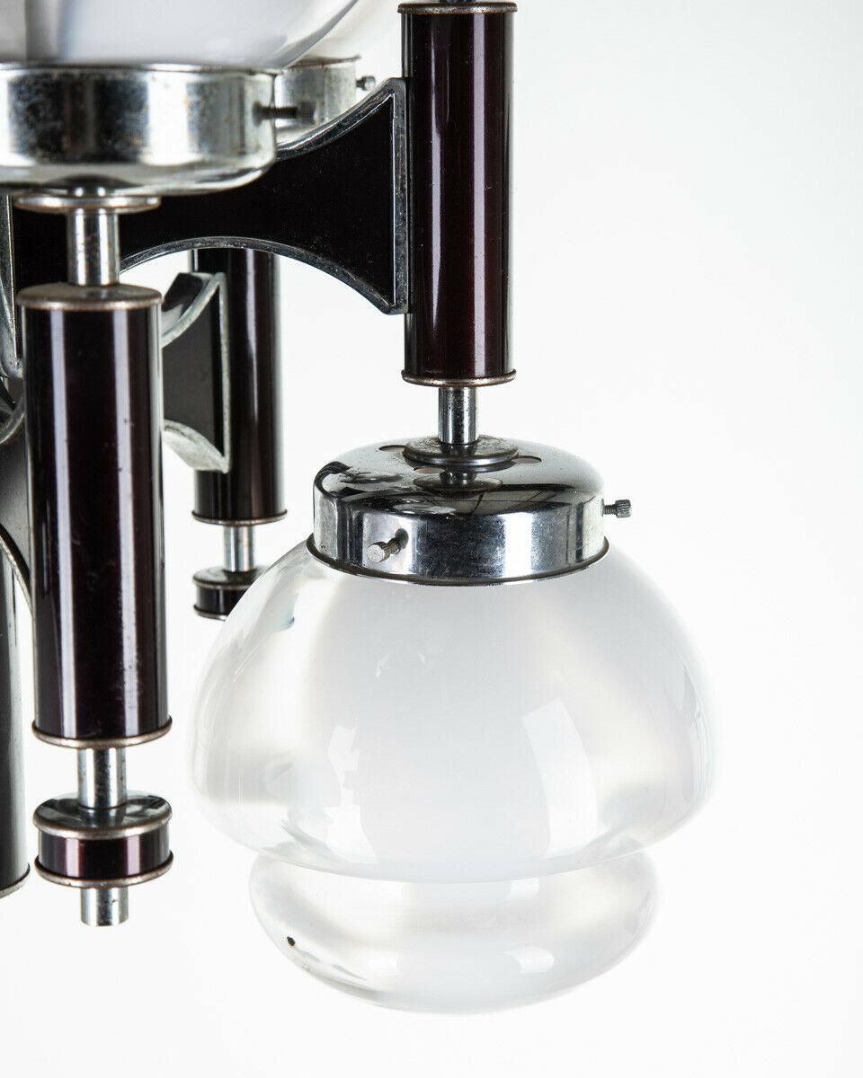 6-Lights Chandelier in Vintage Glass 60's Sciolari Design 1