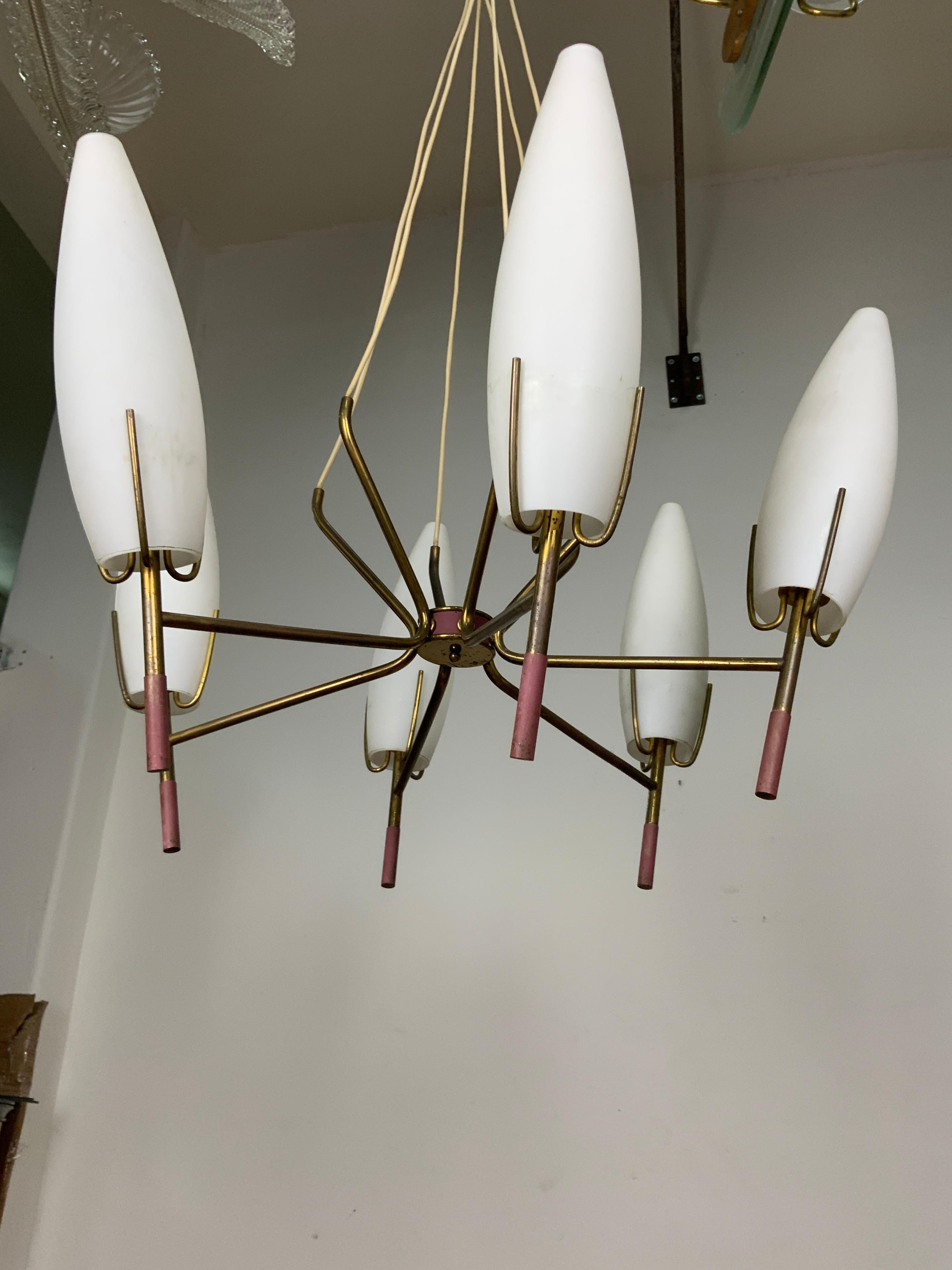 6 Lights Stilnovo Chandelier For Sale 1