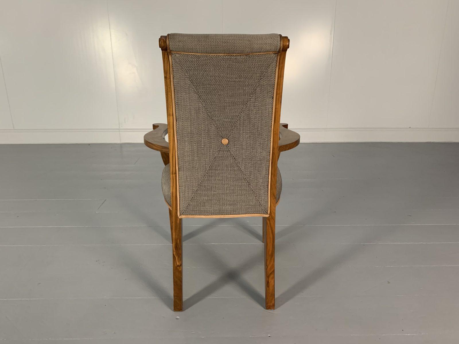 6 Linley “Carver” Dining Chairs, in Woven Fabric & Leather 8
