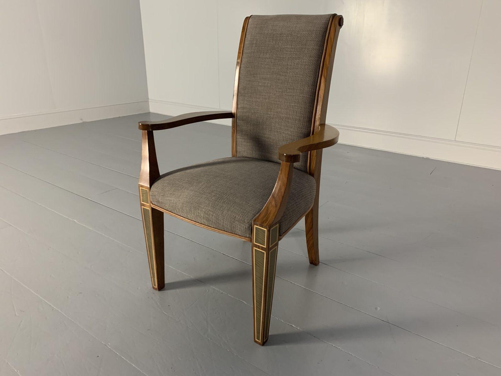 6 Linley “Carver” Dining Chairs, in Woven Fabric & Leather For Sale 9