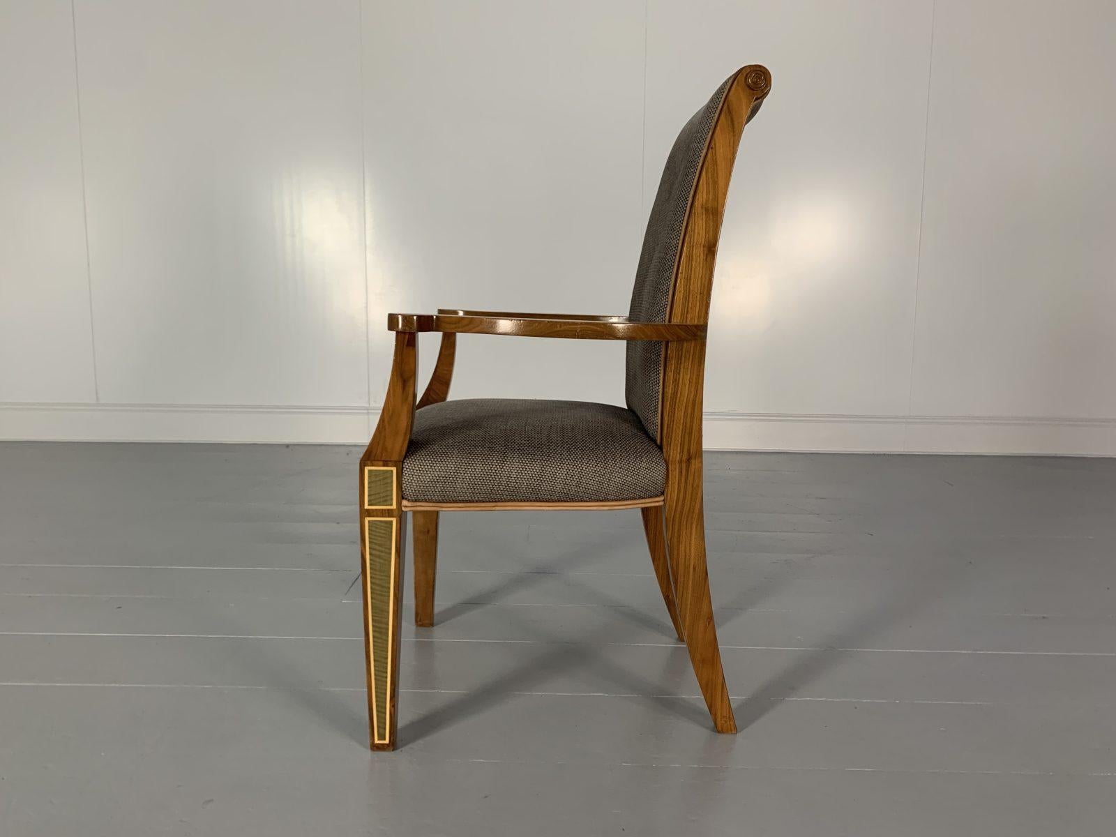 6 Linley “Carver” Dining Chairs, in Woven Fabric & Leather 4