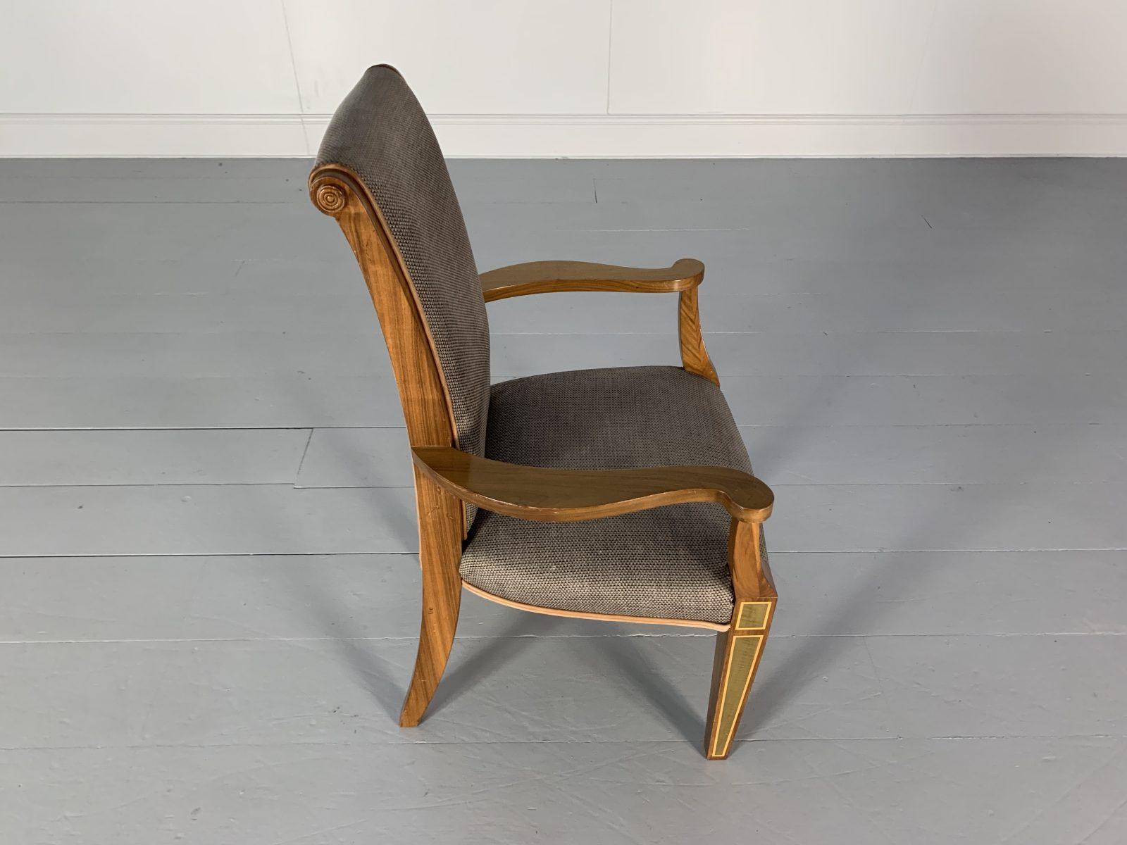 6 Linley “Carver” Dining Chairs, in Woven Fabric & Leather 5