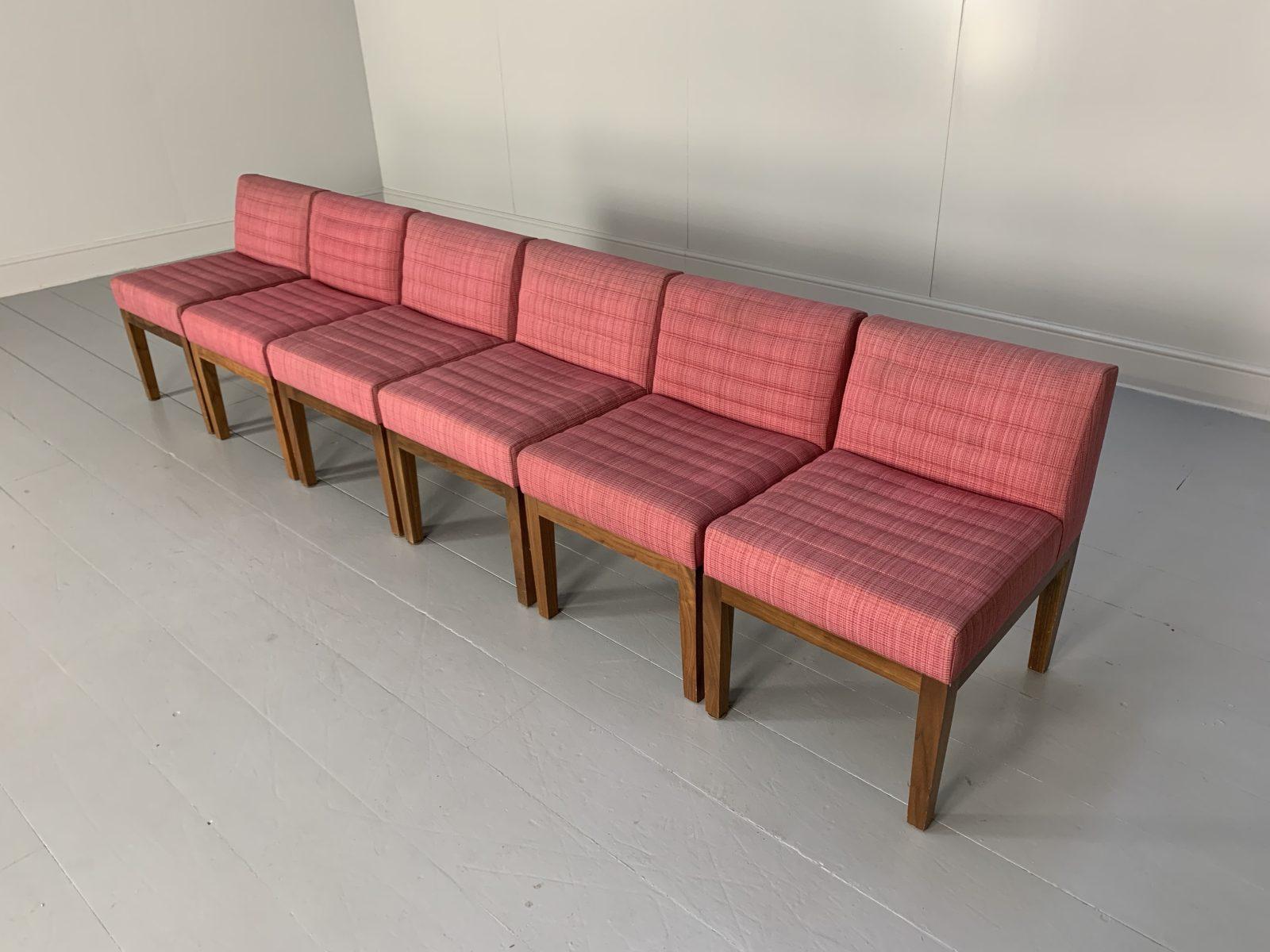 6 chaises de salle à manger Linley Dice - en tissu rose Bon état à Barrowford, GB