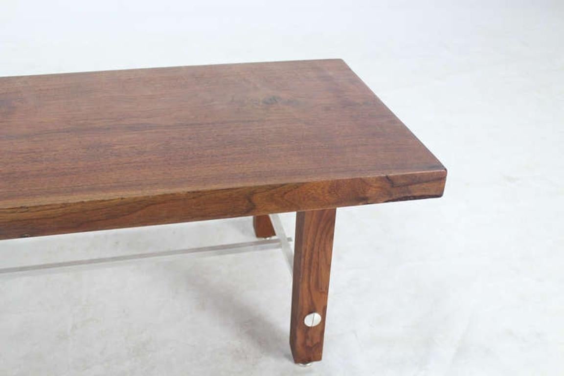 6 ' Long Solid Walnut Top Coffee Table or Bench on Solid Legs Aluminum Stretcher For Sale 3