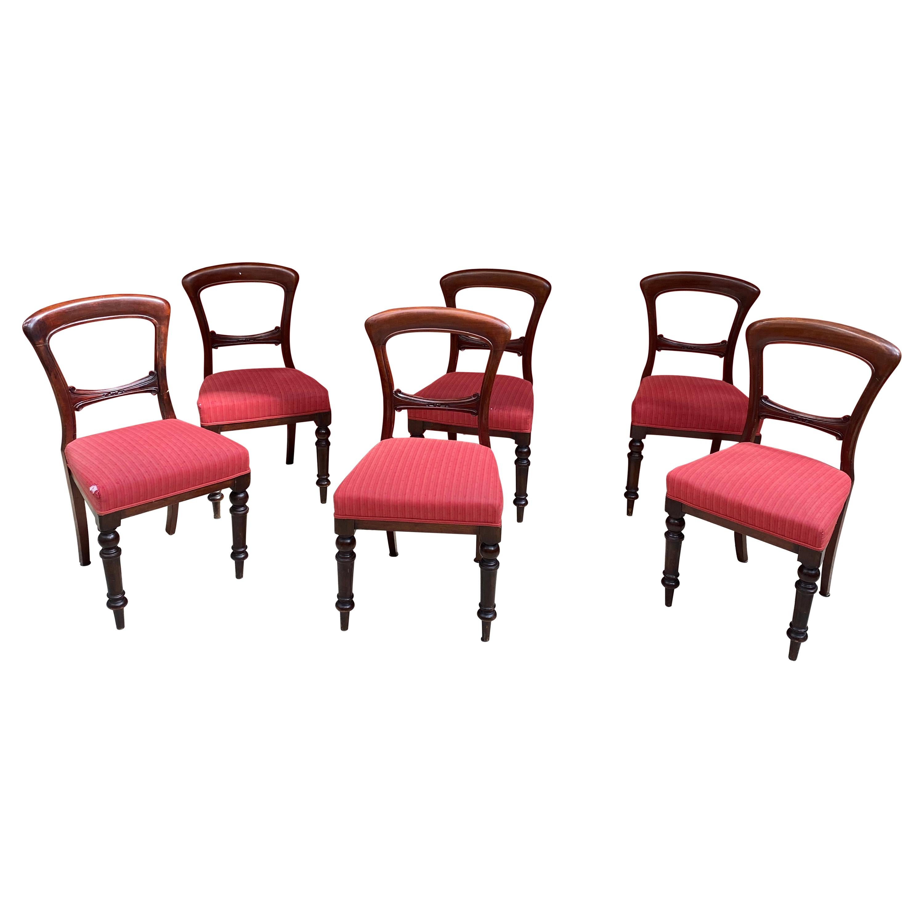 6 Louis Philippe Mahogany Chairs, circa 1830/1850 For Sale