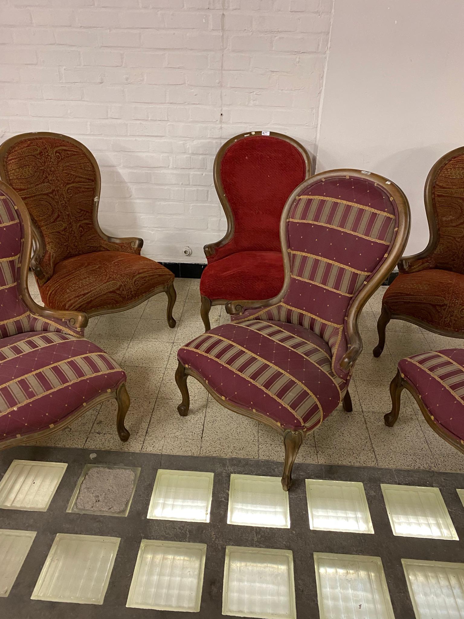 French 6 Louis Philippe Style Bergere Chairs, circa 1950 For Sale