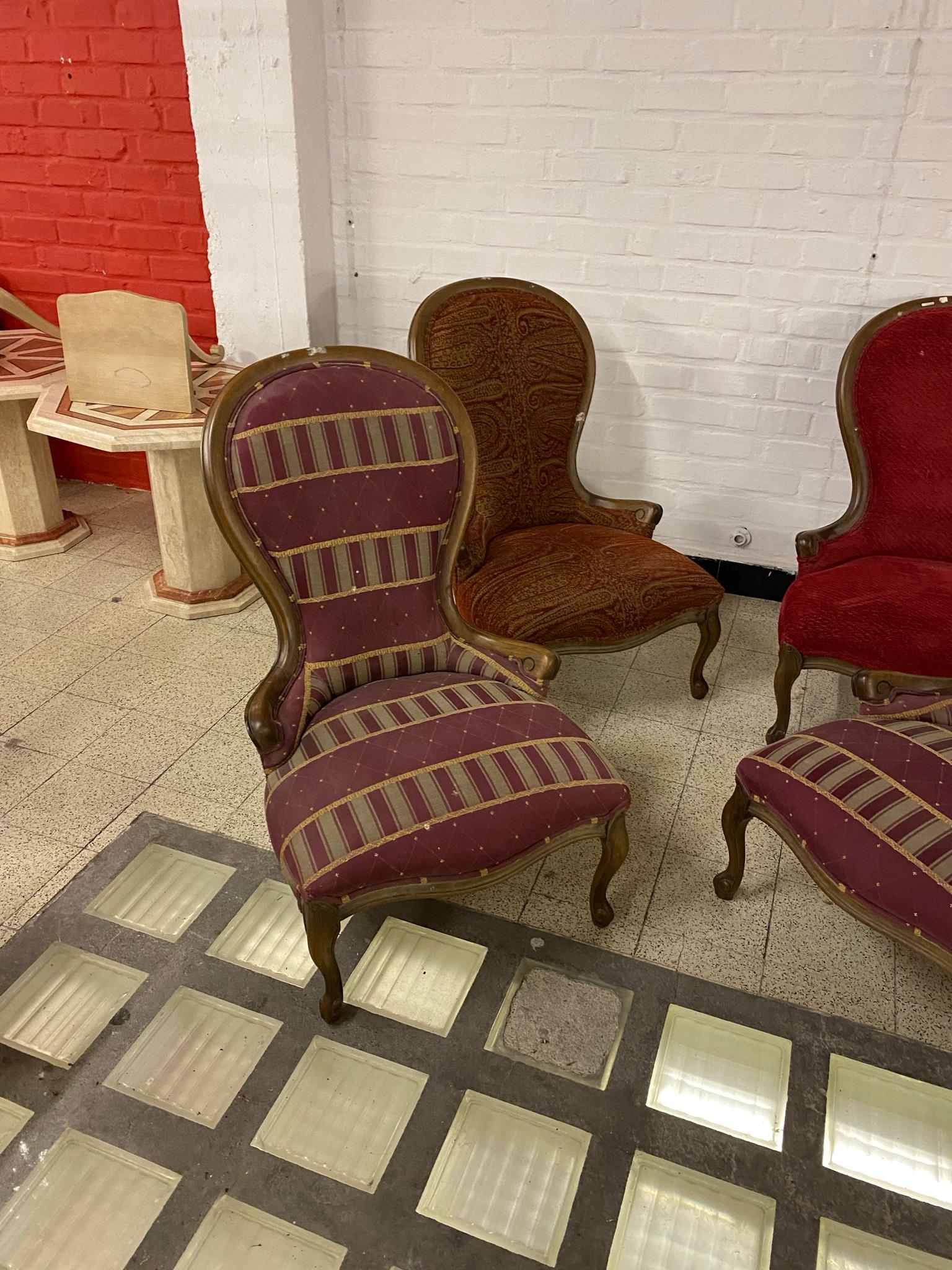 6 Louis Philippe Style Bergere Chairs, circa 1950 In Good Condition For Sale In Saint-Ouen, FR