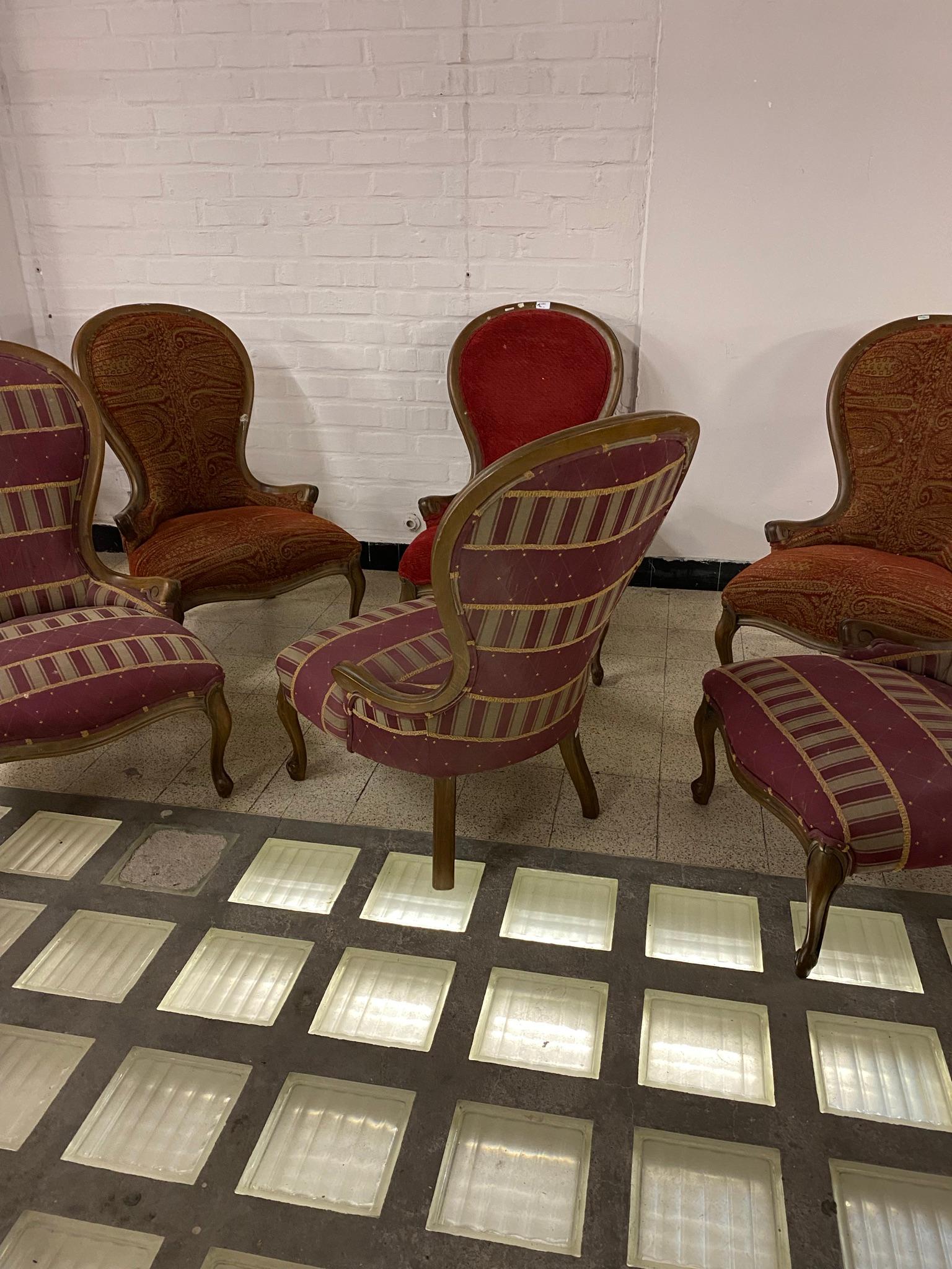 6 Louis Philippe Style Bergere Chairs, circa 1950 For Sale 1