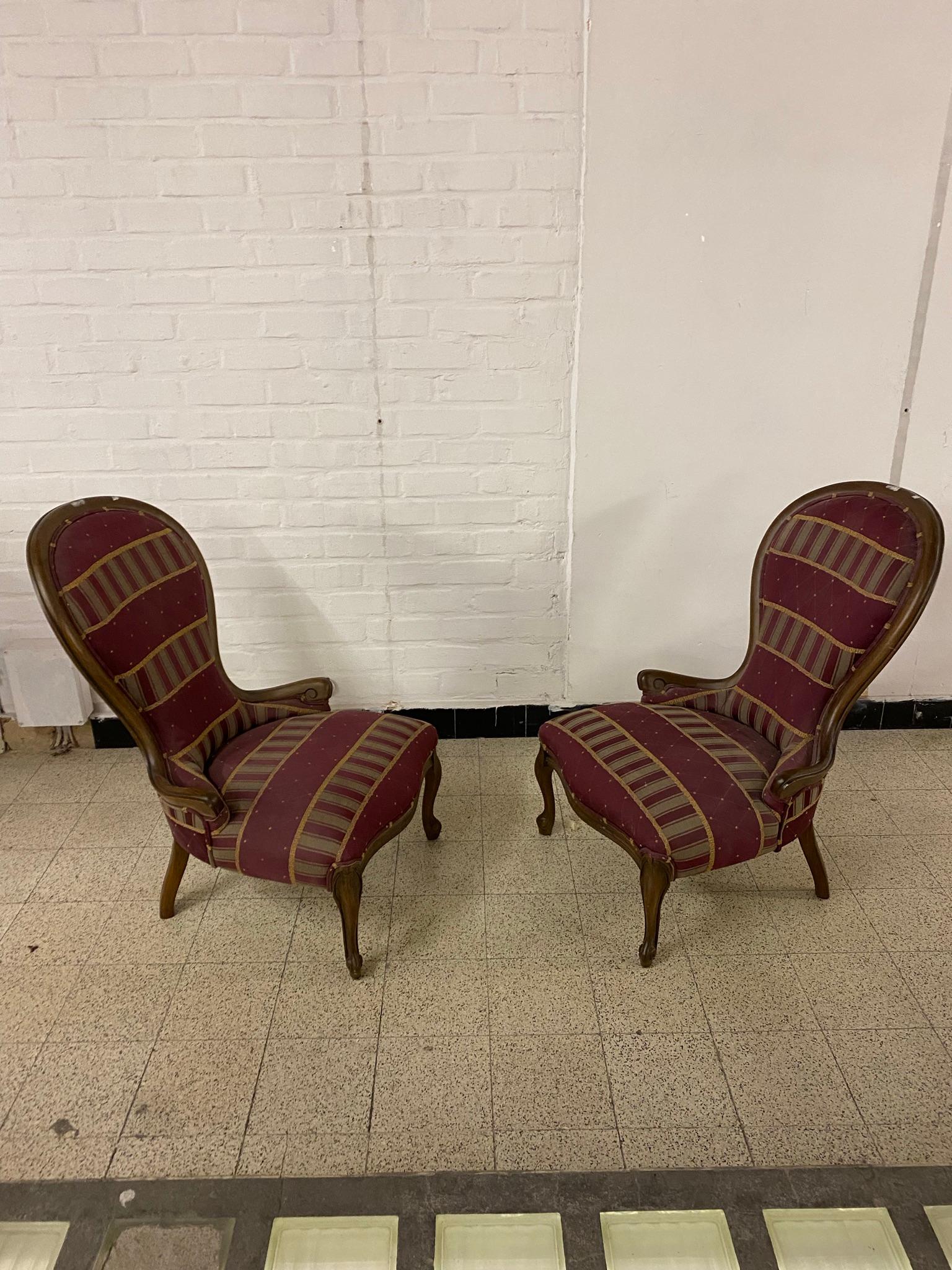 6 Louis Philippe Style Bergere Chairs, circa 1950 For Sale 2