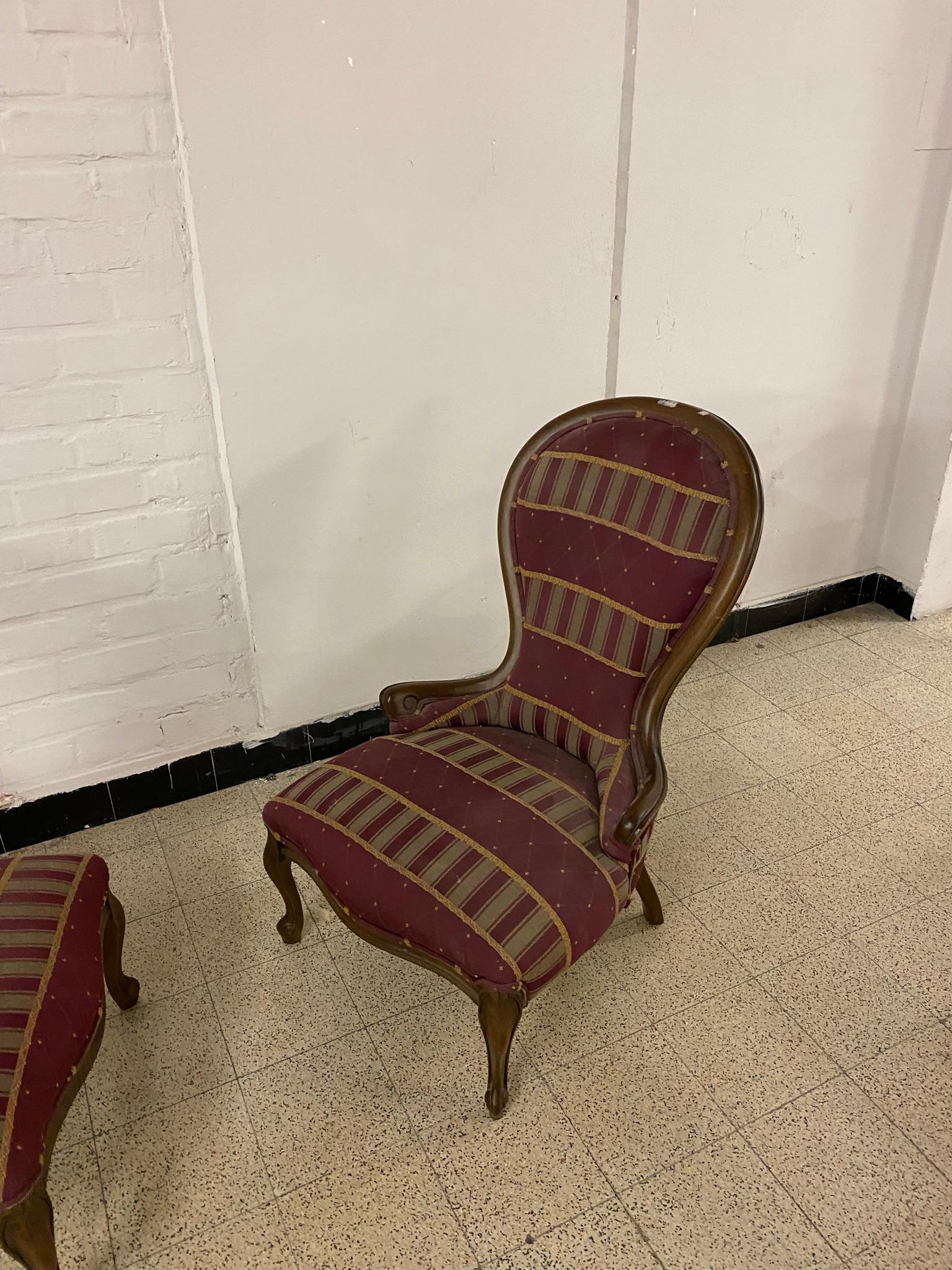 6 Louis Philippe Style Bergere Chairs, circa 1950 For Sale 3